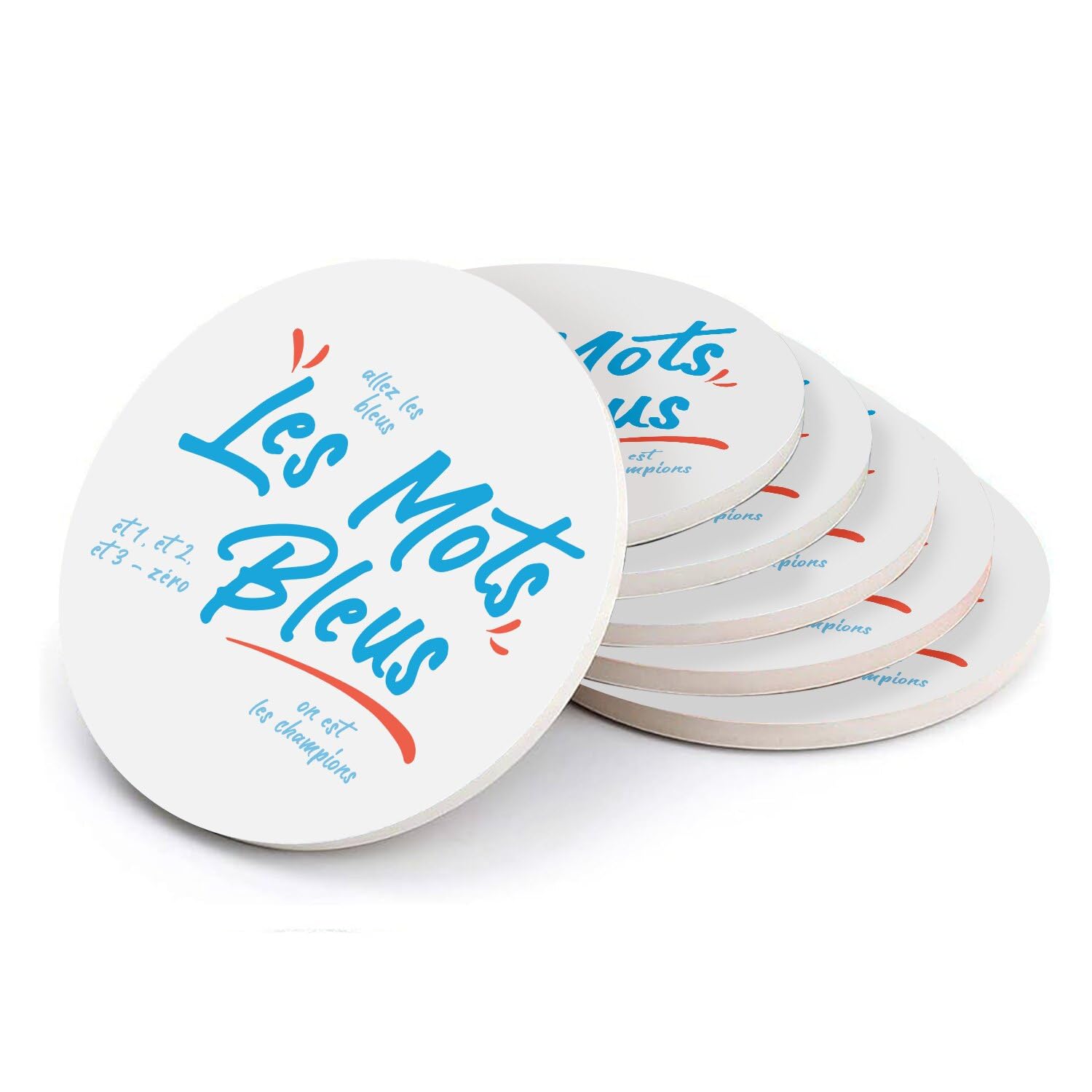 Sous verre ronds en céramique Les Mots Bleus Sport Foot pour éviter les taches d'eau sur la table
