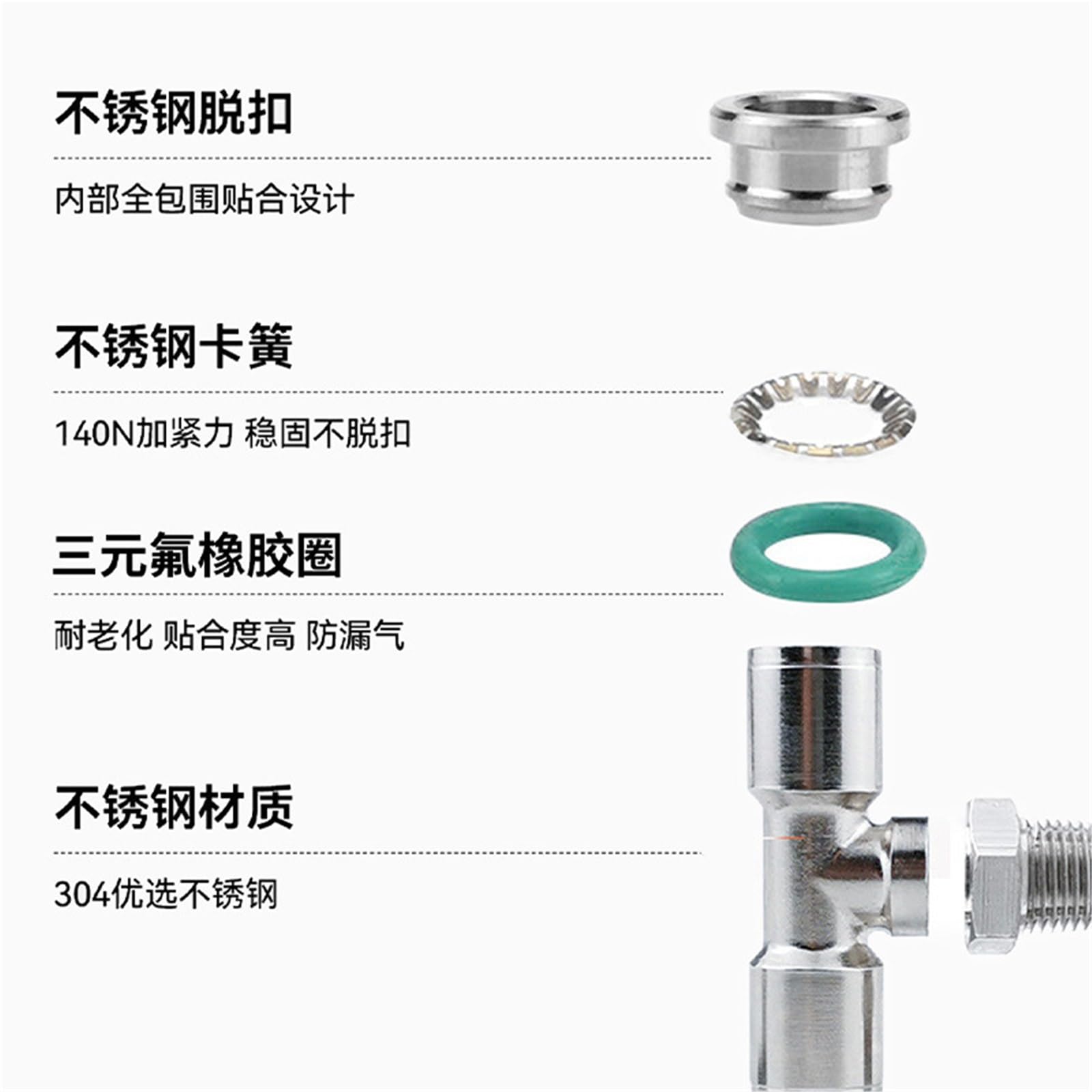 Connecteur rapide pneumatique en acier inoxydable 304 PB8-02 pour tuyau d'air PX6-01/PD Tee 1 pièce (PBP6-04)