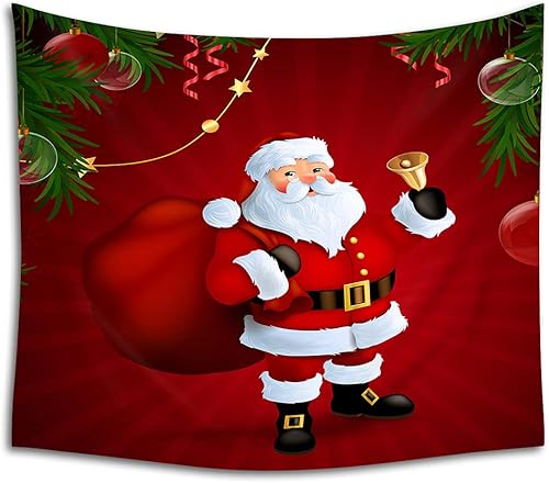 WONDERTIFY Tapiz de Papá Noel, Campana, adorno de Navidad rojo, tapiz para colgar en la pared para dormitorio, sala de estar, dormitorio, decoración