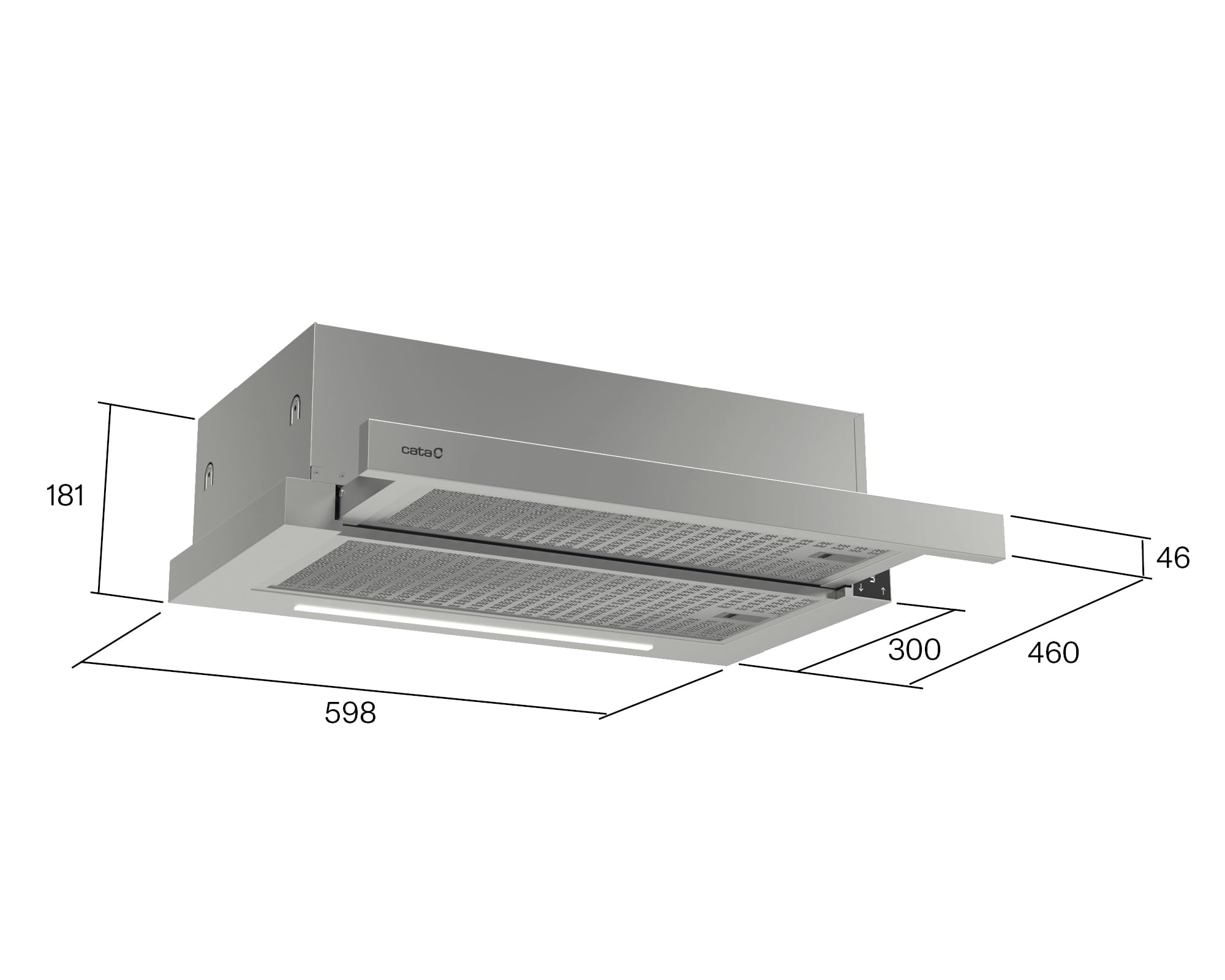 CATA TFH 6430 X Dunstabzugshaube, 60 cm, 391 m³/h, 4 Geschwindigkeiten 3+1 Turbo, Touch-Steuerung mit Display, bürstenloser Motor, dimmbare LED, Klasse A+, Edelstahl