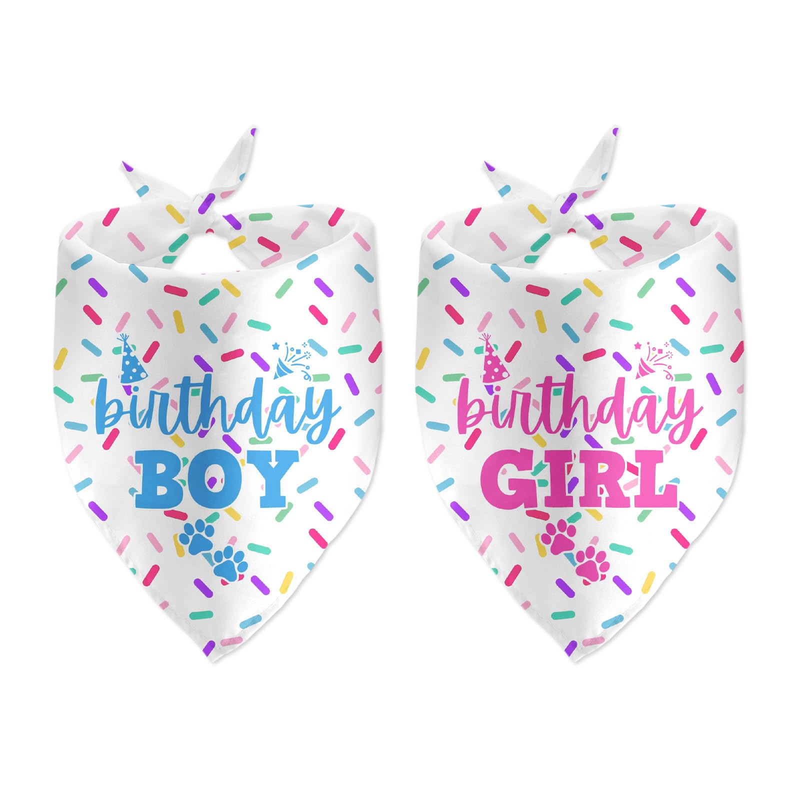 2 Pack Birthday Girl Boy Dog Birthday Bandanas for Pet Photo Prop Pet Happy Birthday Party Accessories Decorations