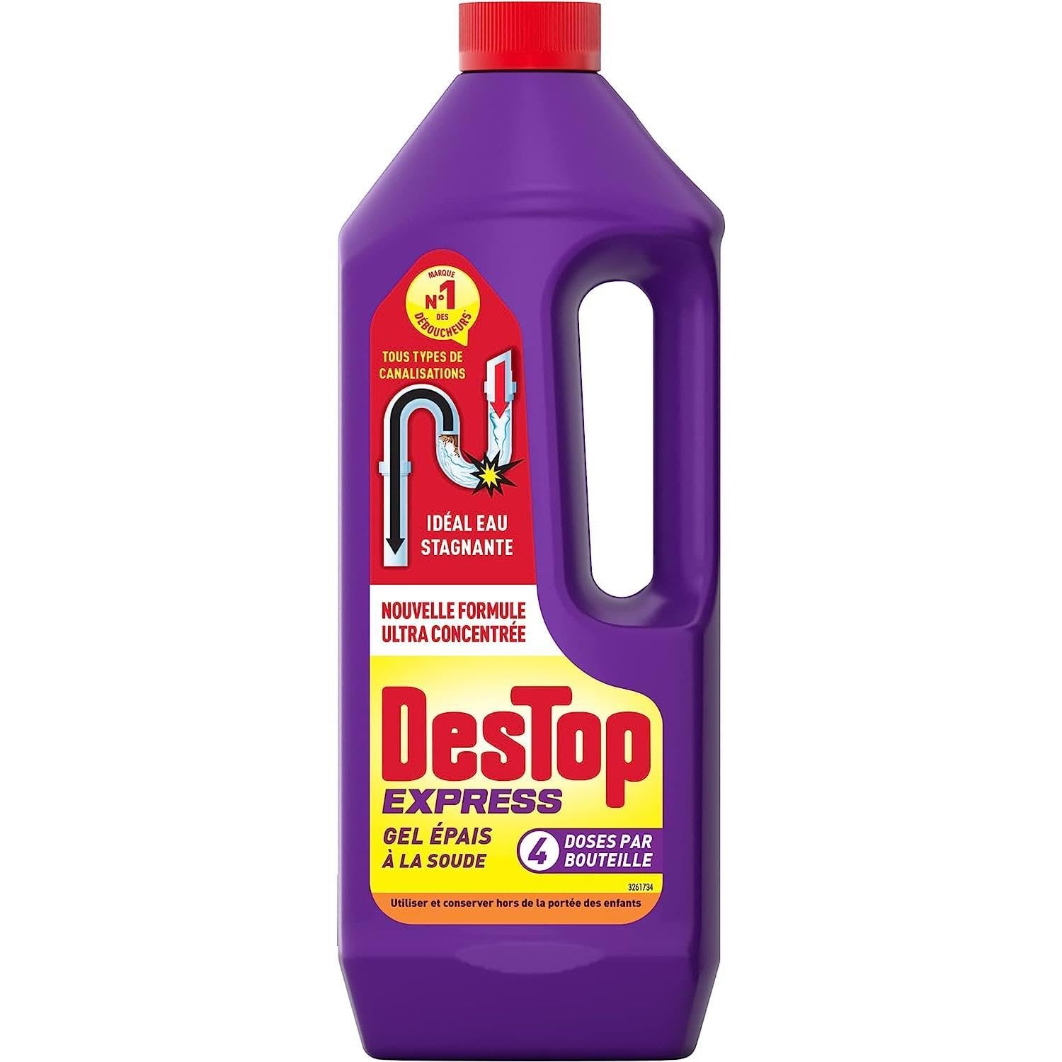 DESTOP Lot de 3 Gels Déboucheur Canalisation Express - 4 Doses par Flacon 950ml