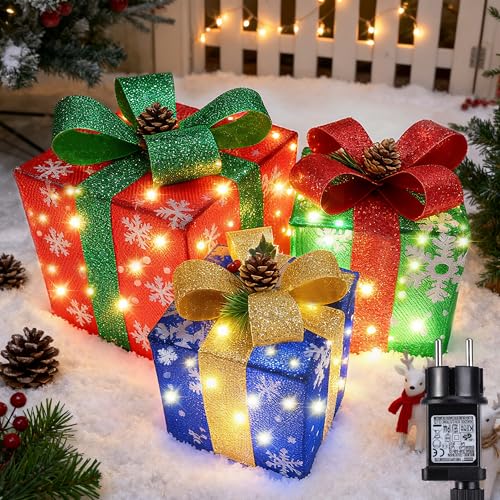 iBaycon Weihnachtsbeleuchtung Beleuchtete Geschenkboxen,60 LED...