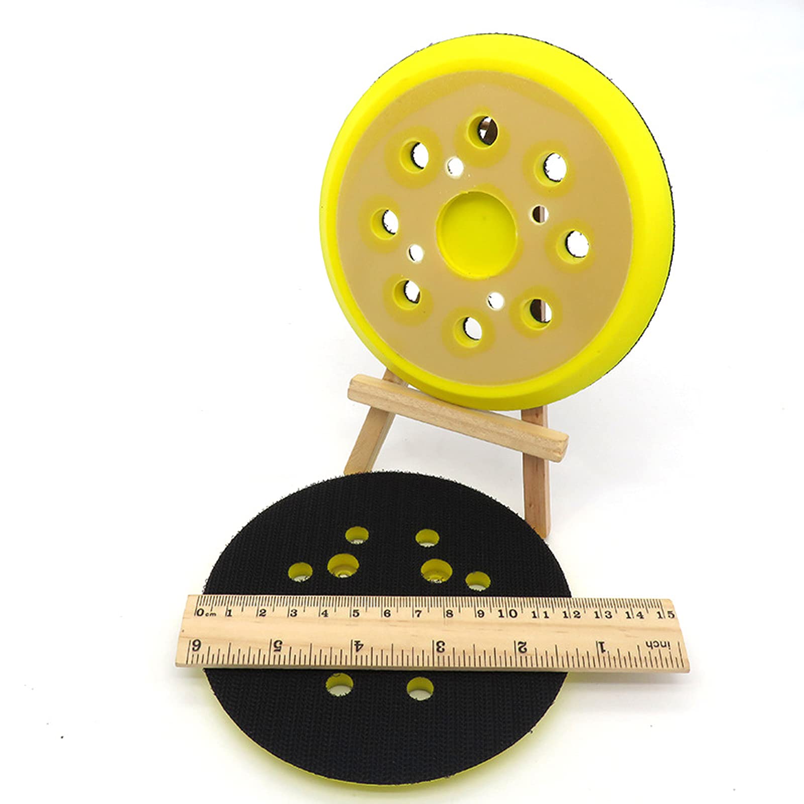 1 pz 125mm Piastra di levigatura, Rotondo Dischi di levigatura a 8 fori in PU, per levigatrice Piastra levigatrice morbida Sostituire (giallo)