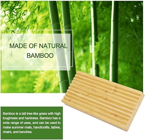 Miniatura 2 de Jabonera de bambú  Protector de jabón  Jabonera de madera de bambú natural con bandeja de drenaje para ducha, baño, bañera, cocina, prolonga la vida