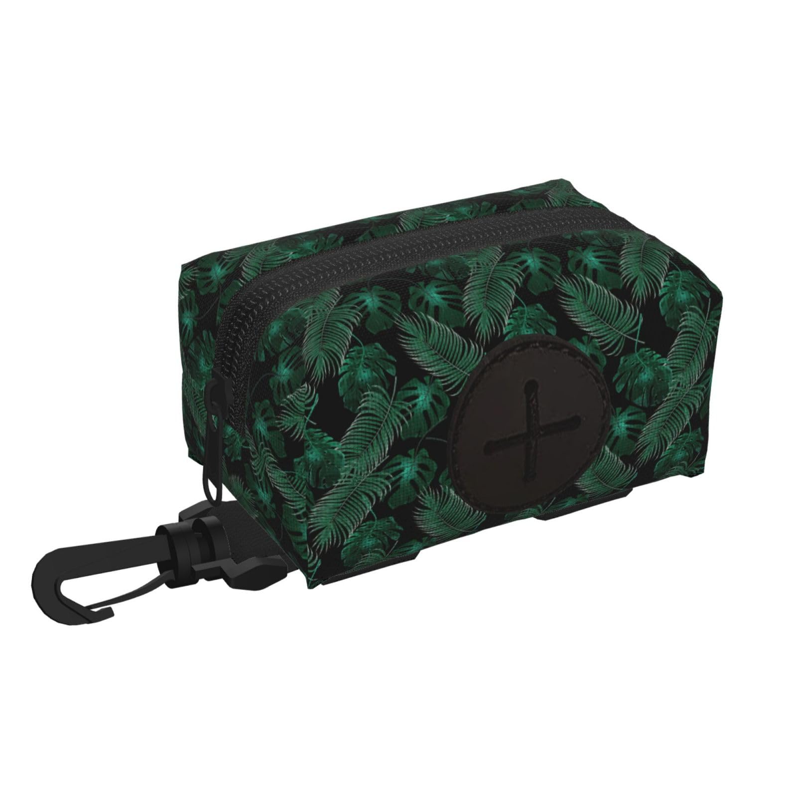 Pphgut Black Banana Leaf Green Print Waterproof Pet Waste Treat Bag Outdoor Walking Hiking Pouch Camping Accessory