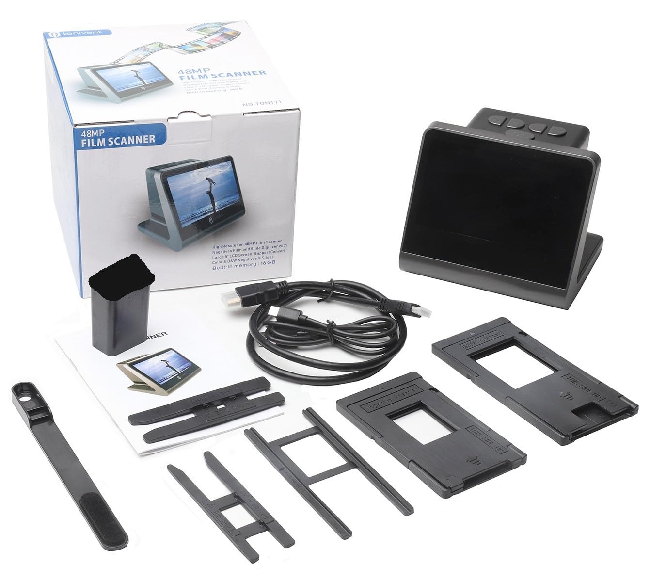 Scanner for diapositive HD negative da 24 MP e 48 MP, convertitore di diapositive da 135 mm, 126 mm e 110 mm, visualizzatore di immagini digitali con schermo LCD da 5".