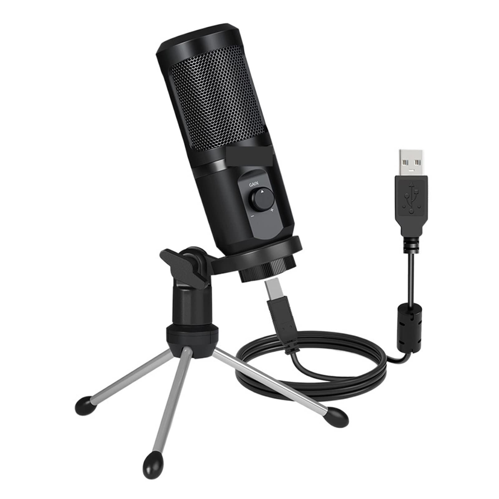 Microphone USB avec molette de gain pour éliminer les bruits sur PC