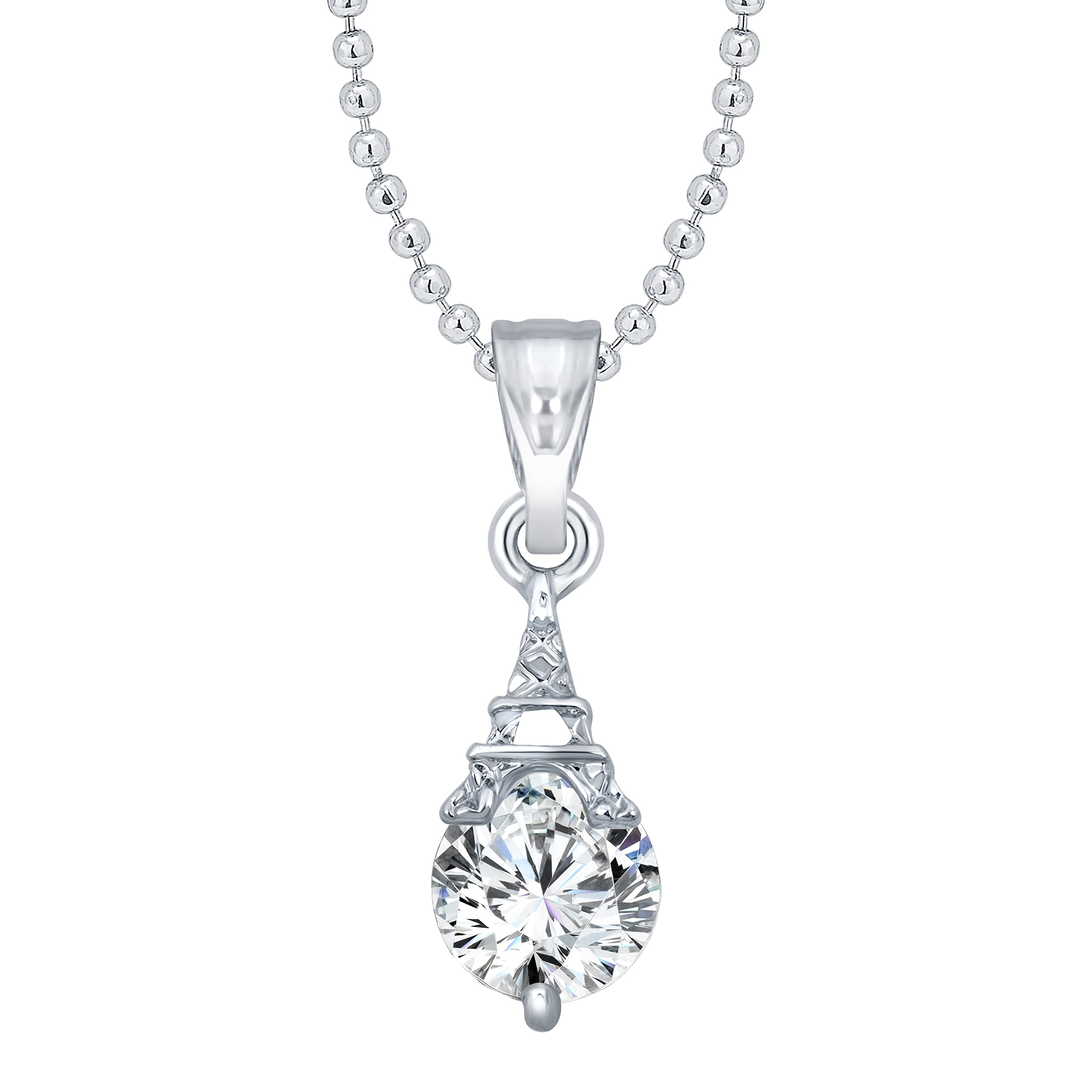 VFJ Vighnaharta valentine day gift valentineday gift for her gift for him gift for women gift for men FASHION JEWELLERY Majestic Flower Heart CZ Rhodium Plated Pendant with Chain for Girls and Women-image-20
