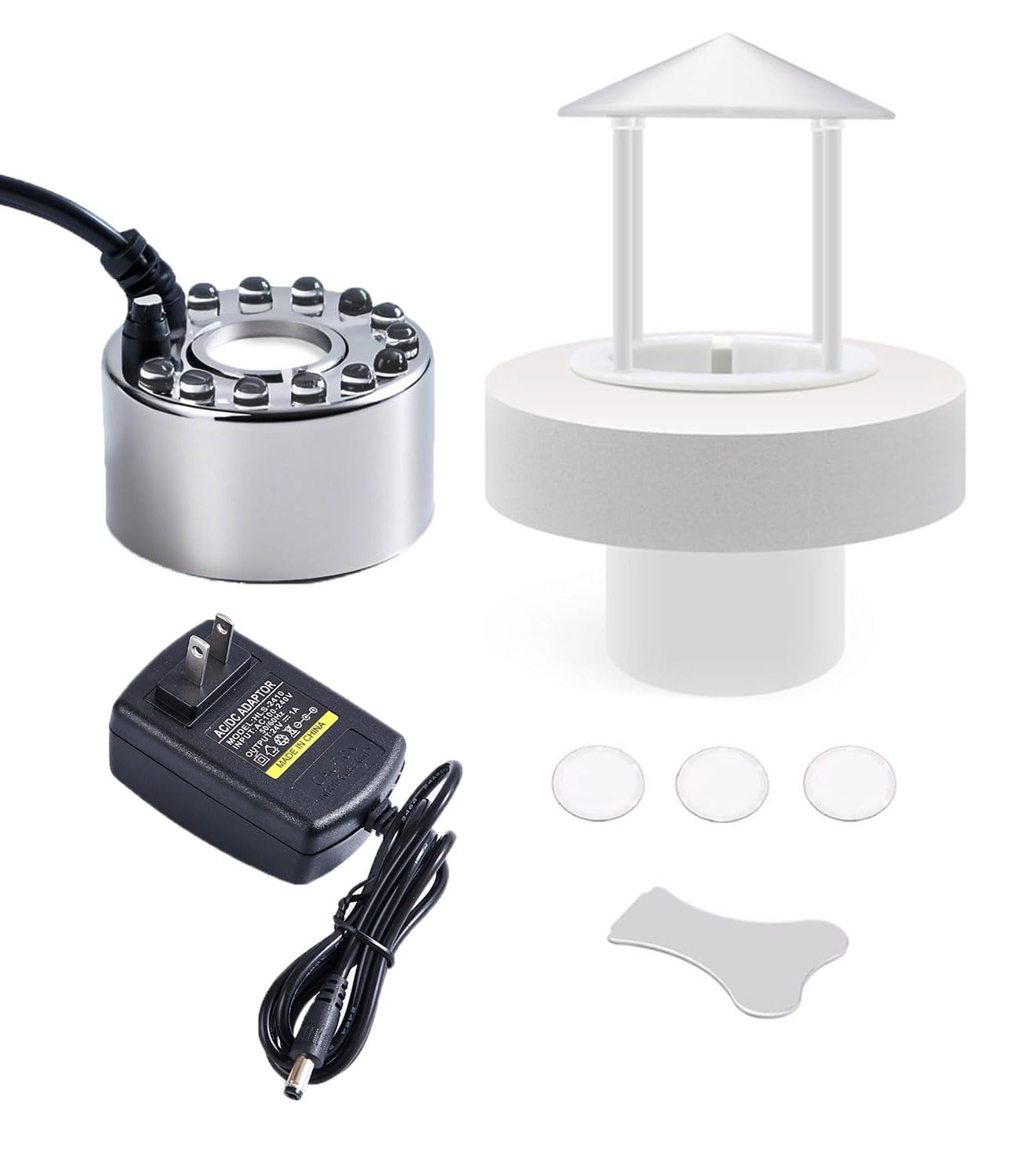 Halloween Party Mist Maker,Ultrasonic Mist Maker Fogger with Waterproof Frame 12 LED RGB Light Flashes for Halloween Decoration Water Fountain Pond Fogger and Rockery Fishtank Vase Bird