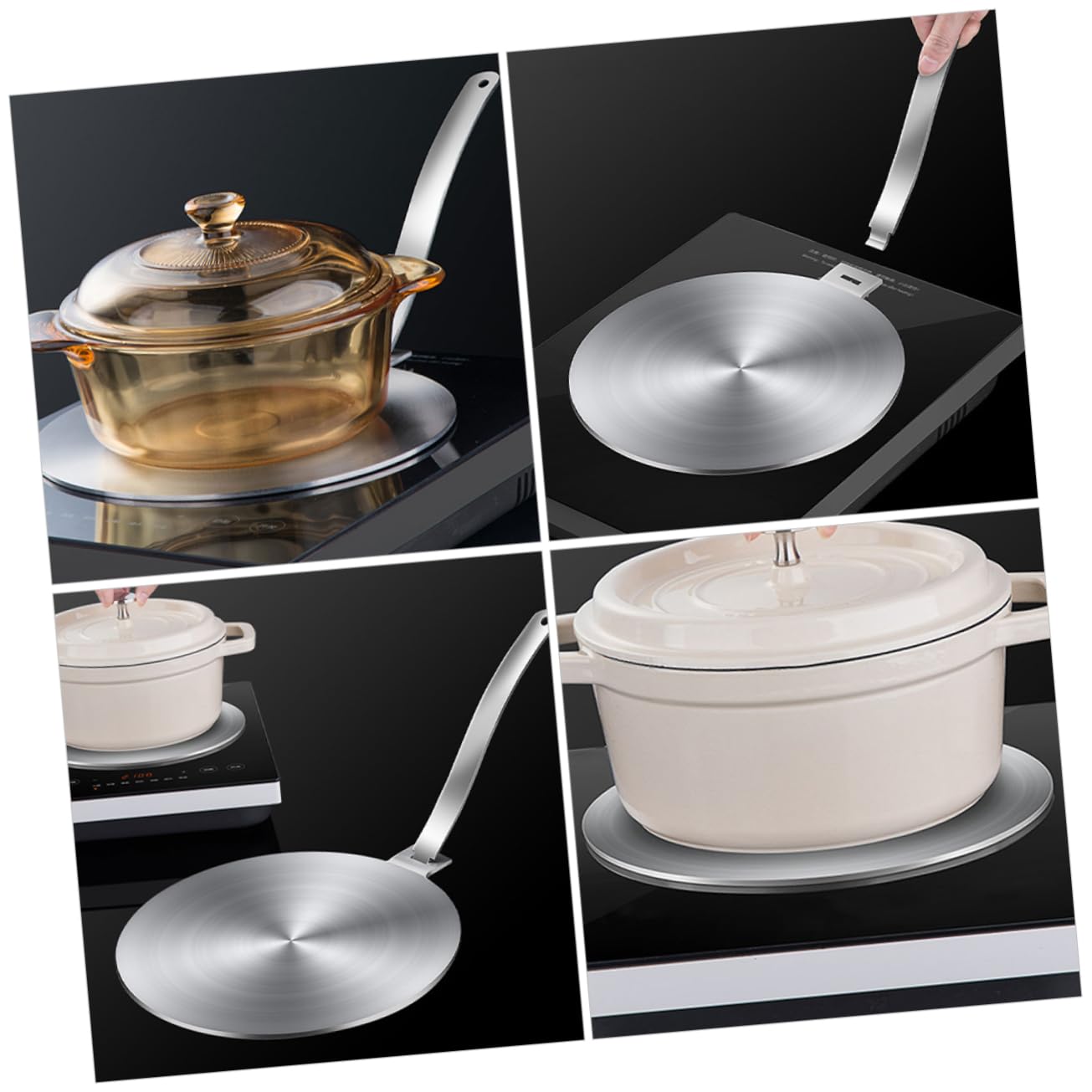 Cabilock Difusor de Calor de Cocina Manija Desmontable Adaptador de Gas Inducción Utensilio Prolongar Vida Útil de Sartenes