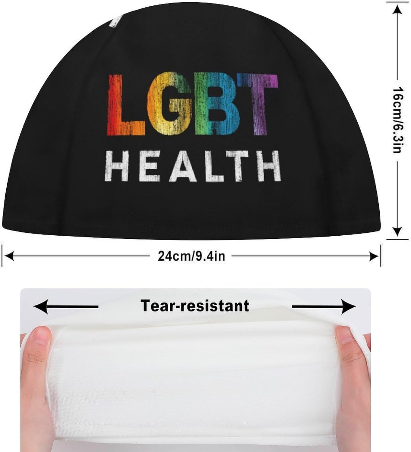 LGBT Health Womens Swim Cap for Men Adult Swimming Hat Curly Short Medium Long Hair