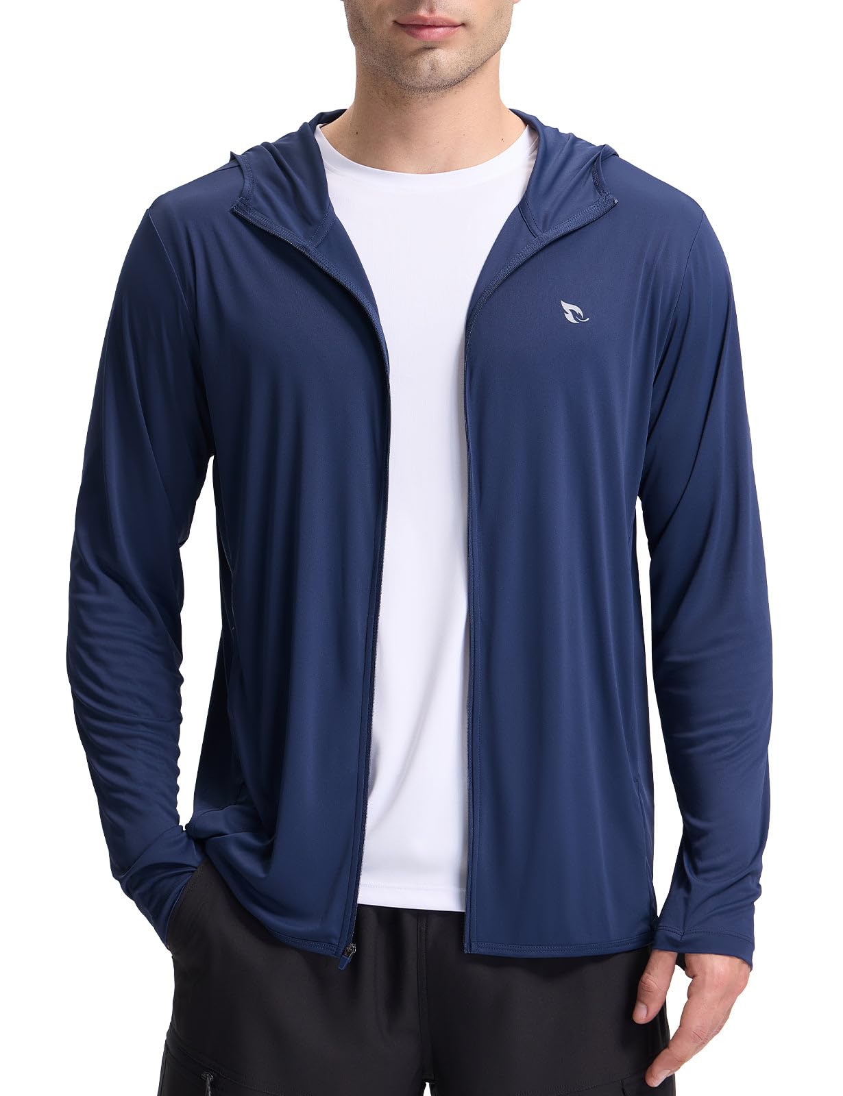 Heren Full Zip UPF 50 UV Zonwering Jas Lange Mouwen Zonnebescherming Shirt met Capuchon Sneldrogende lichte Hoodies voor Mannen om te vissen hardlopen, grijs, 3XL