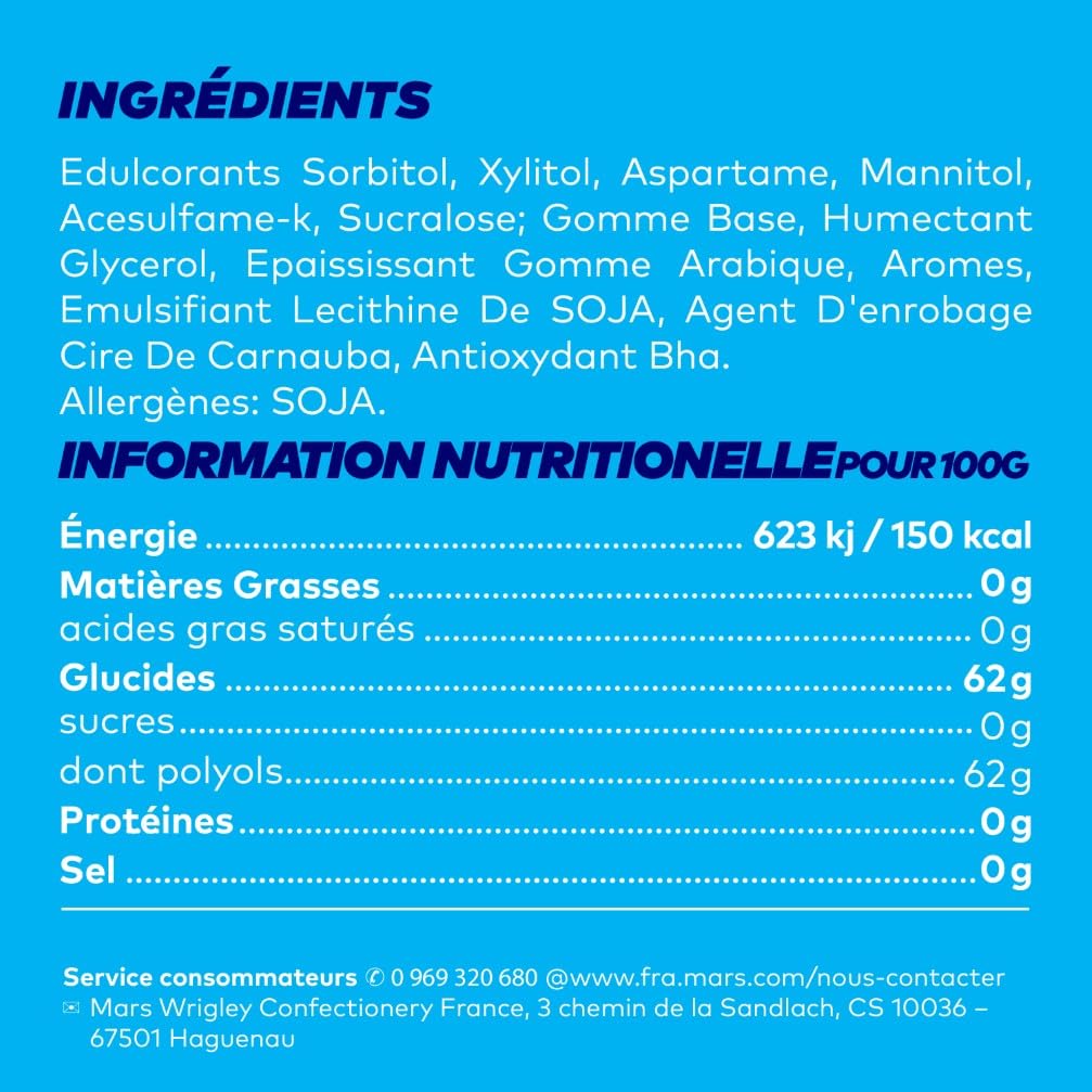 FREEDENT Chewing Gum Sans Sucre Goût Menthe Verte Boîte de 60 Dragées Grand Format