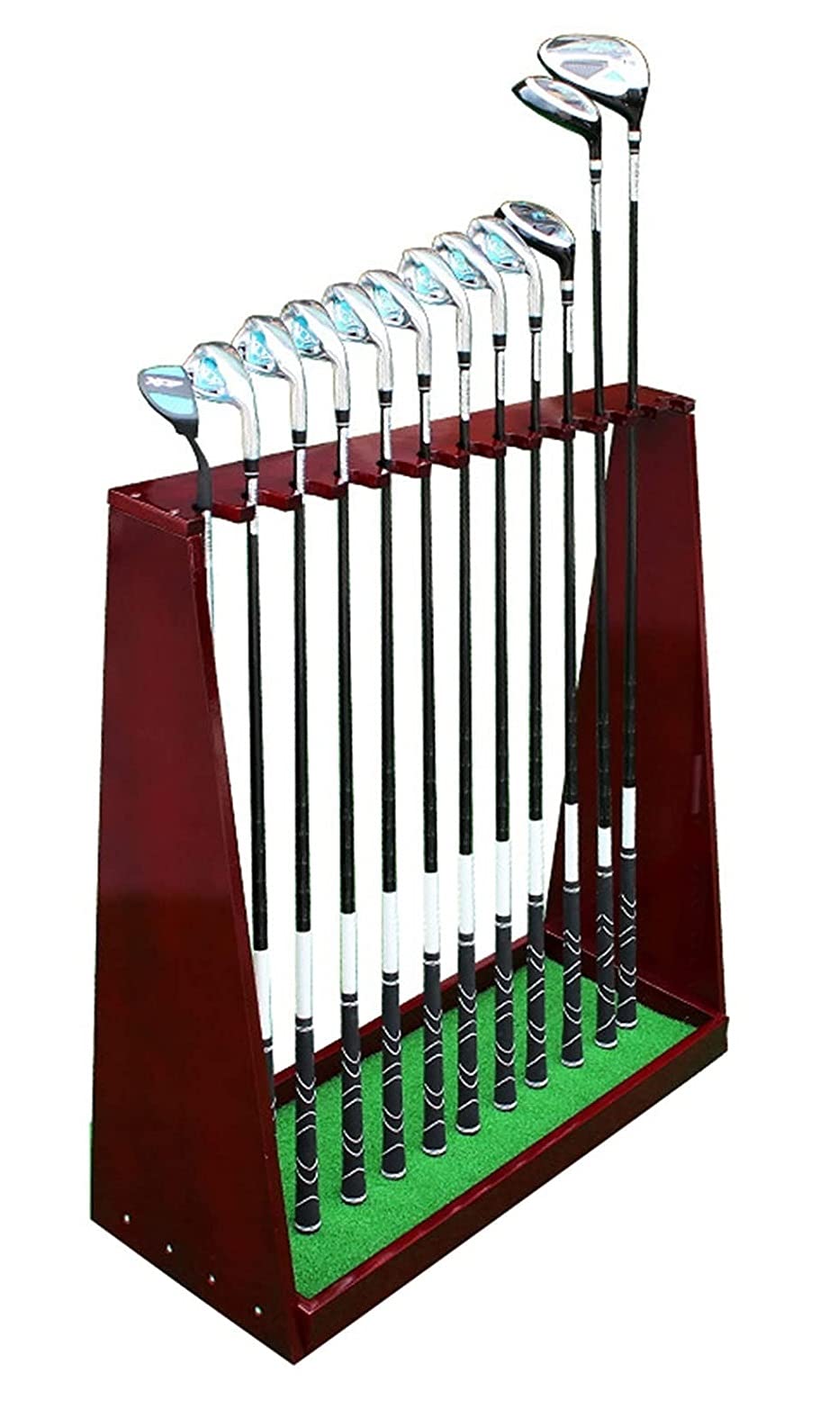 Jxyq Green Golf Club Holder - Wooden Floor Stand, Organizer And Display Rack For 13 Putters, Equipment Storage For Garage, Office, Indoor, And Outdoor