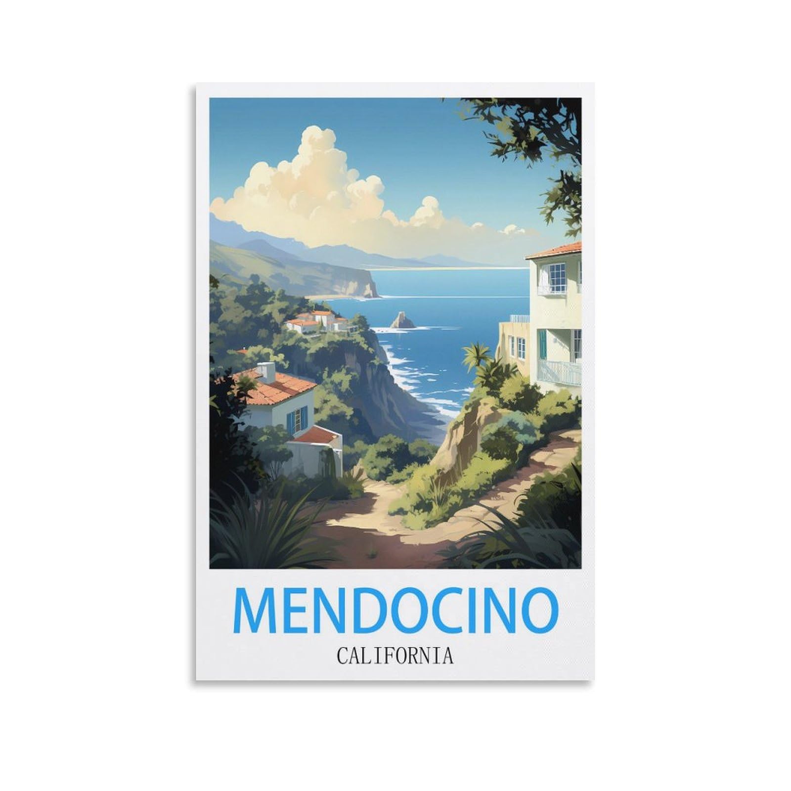 Vintage Tin Signs Mendocino California Ideal for Pub shed Bar Office Man Cave Home Bedroom Dining Room Kitchen Gift 20x30cm