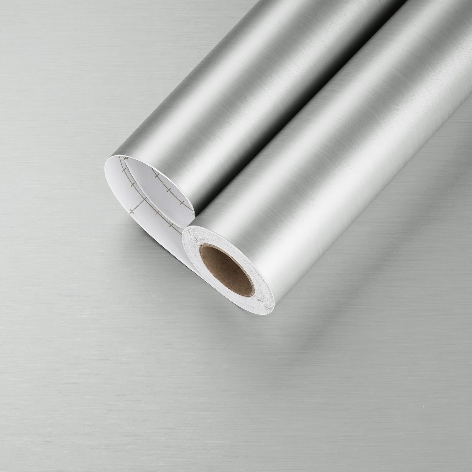 HotDecor Stainless Steel Contact Paper Metal Look Peel and Stick Wallpaper Waterproof Metallic Wallpaper Peel and Stick Kitchen Backsplash 17.7"x78.8" Self Adhesive Wallpaper Fridge Appliances Cover