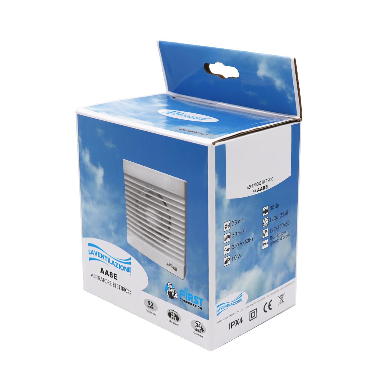 La Ventilazione AA8E Aspiratore Elicoidale da Parete per fori ø 80 mm
