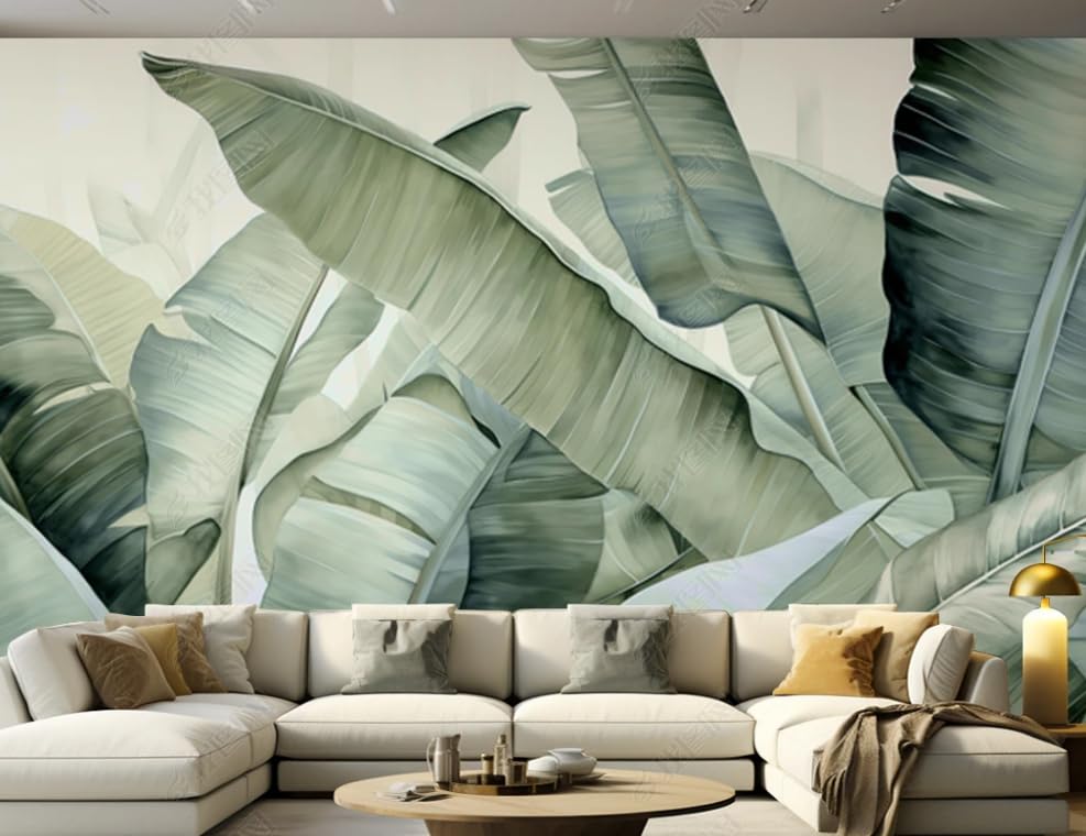 Papier peint intissé tropical pour masquer imperfections mur salon 400x280