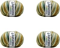 Vista 1 de Colorido hilo multicolor a rayas con sutil brillo, % 56% poliéster % 44 acrílico, cada uno de 1.76 onzas (1.76 oz) / 125 yardas (377.3 ft) (4 bolas)