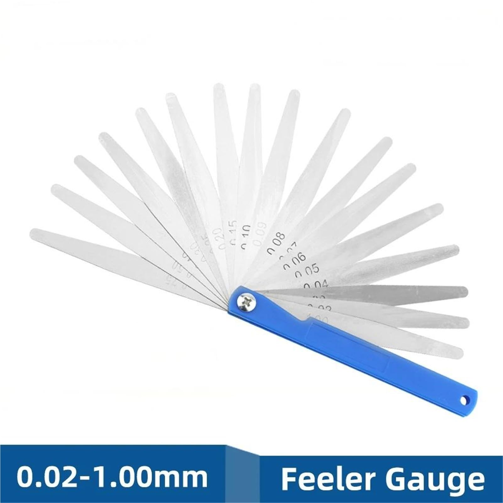 Medidor de espesores/relleno, Juego de galgas espesores, paquete 17, espesor 0,02-1,00 mm, recto(10pcs)
