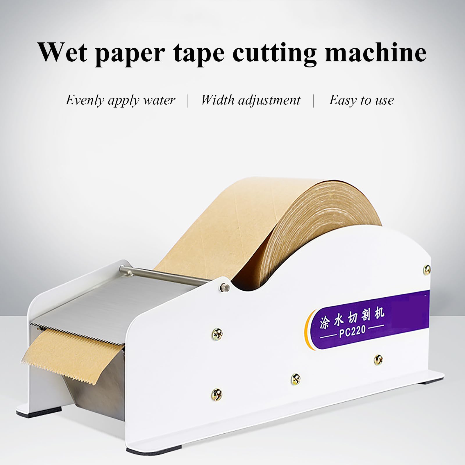 Distributeur De Ruban Adhésif Activé par l'eau, Coupe-Ruban en Papier Kraft, Largeur Réglable, Convient À La Largeur du Papier : Jusqu'à 90 Mm, pour Sceller Le Carton Et Les Emballages Lourds