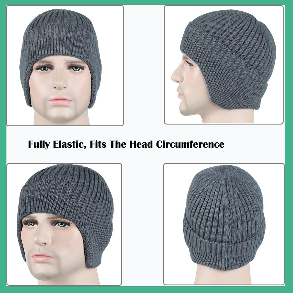 Men Women Winter Beanie Hat Knit Earflap Stocking Caps Warm Fleece Lined for Outdoor - Image 4