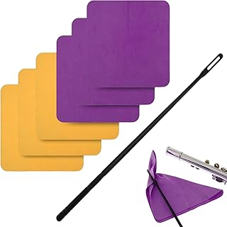 Flute Cleaner Care Cleaning Kit, Flute Cleaning Rod and Clothes, Flute Cleaning Rod Cleaning Swabs, Flute Cleaning Kit with 6 Microfiber Cleaning Clothes, Musical Instruments Polishing and Cleaning