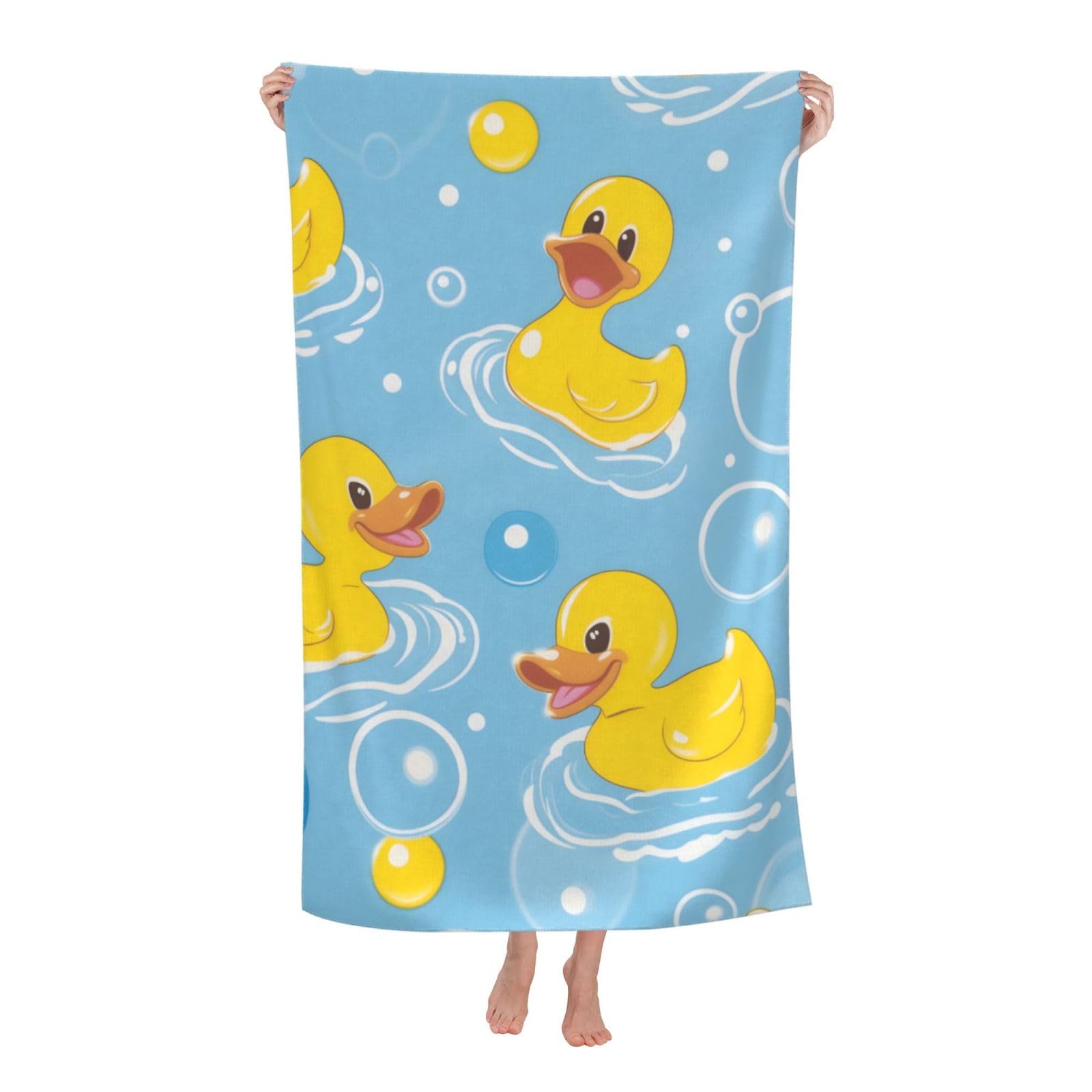 HLBSDM Rubber Duck Beach Towel Fun Water Theme Sand Free Microfiber Bath Towel Ultra Soft Quick Dry Pool Towel Absorbent Towel Lightweight Towel Gifts for Outdoor Bathroom Swimming Decor 31inx51in