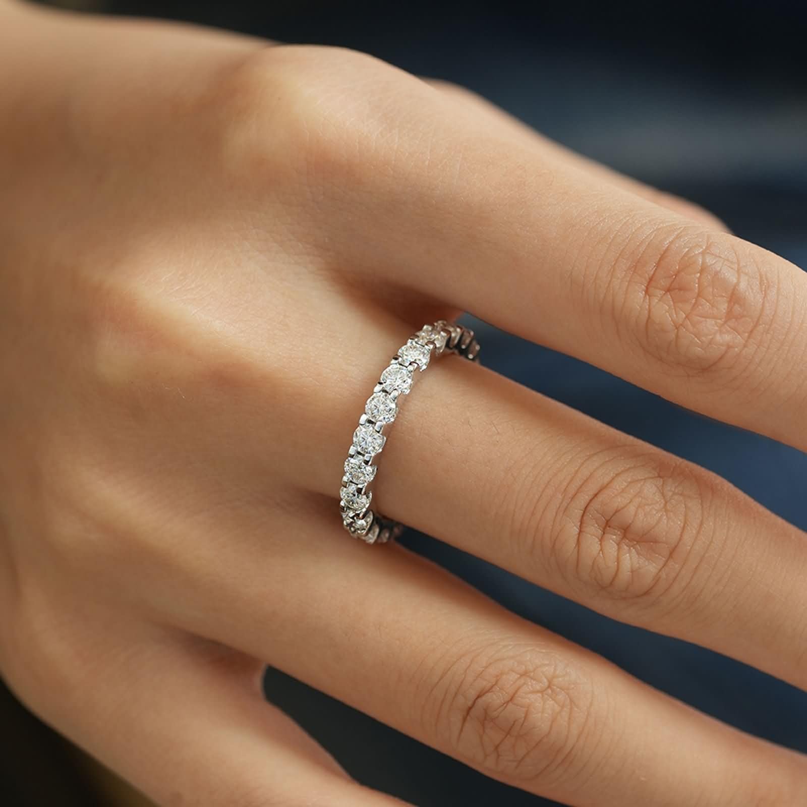 9K/14K/18K Weißgold Ring Damen, Wedding Ring Moissanit Weiß Engagement Ring Geschenke für Frauen