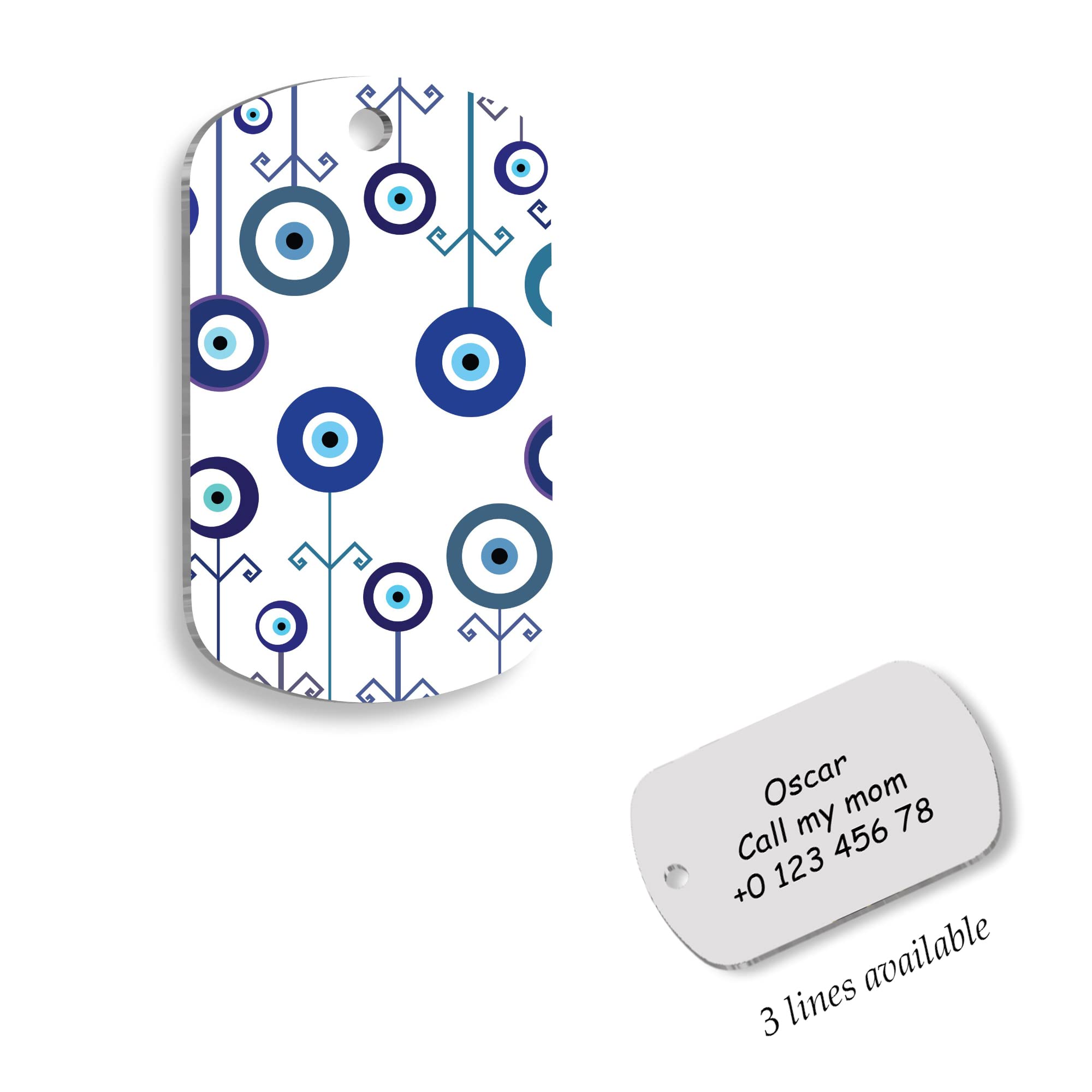 Evil Eye Charm Personalized Dog Tag - Custom Name Tag - ID Tag for Dog & Cat - Customized Pet Tags - Dog & Cat Name id Tag - Dog Name Tag - Engraved Dog Tag