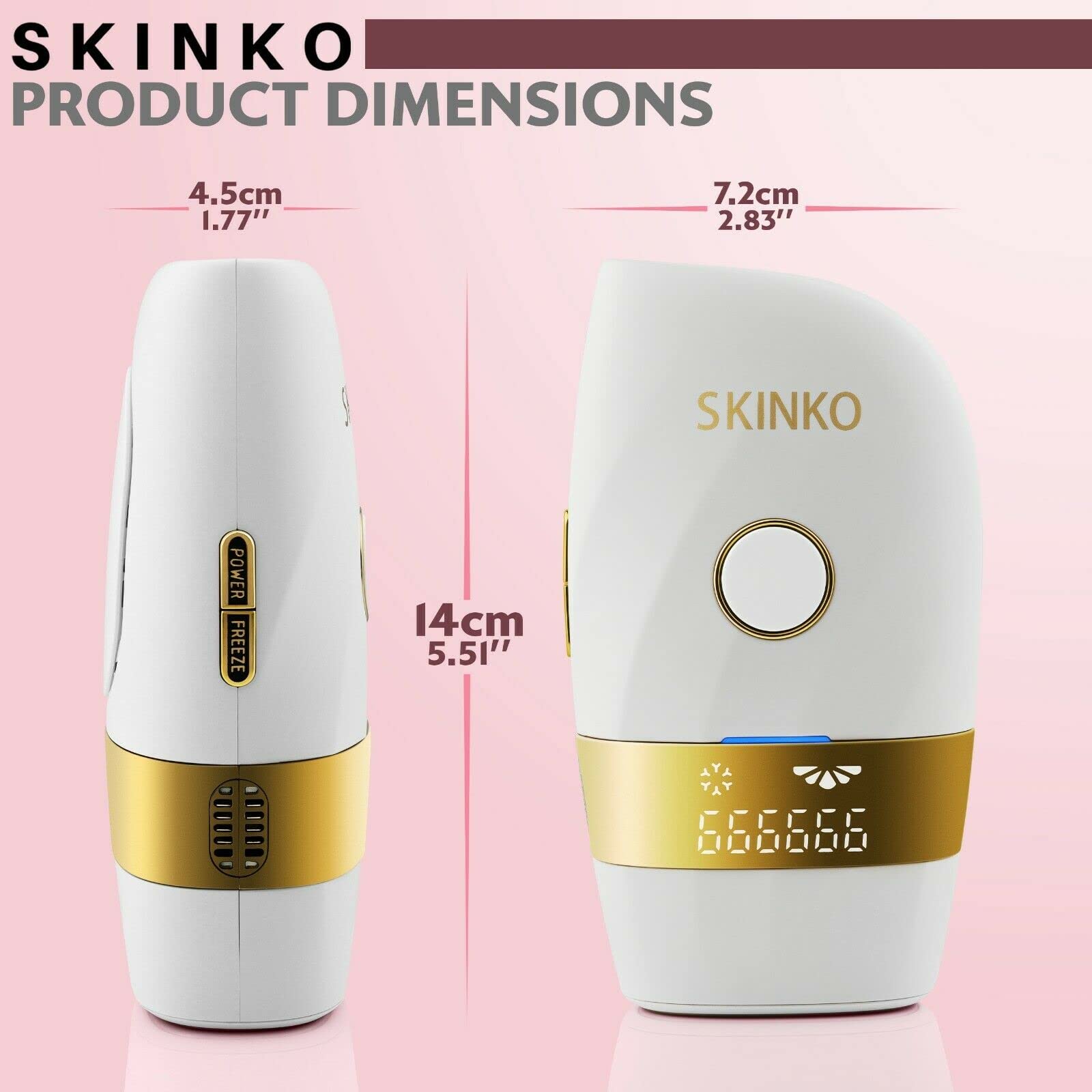 SKINKO IPL - Dispositivo de depilación con 999,999 pulsos de luz, depilación permanente láser, removedor de vello permanente sin dolor, 2 modos de flash y 5 intensidades de luz para cuerpo, piernas,