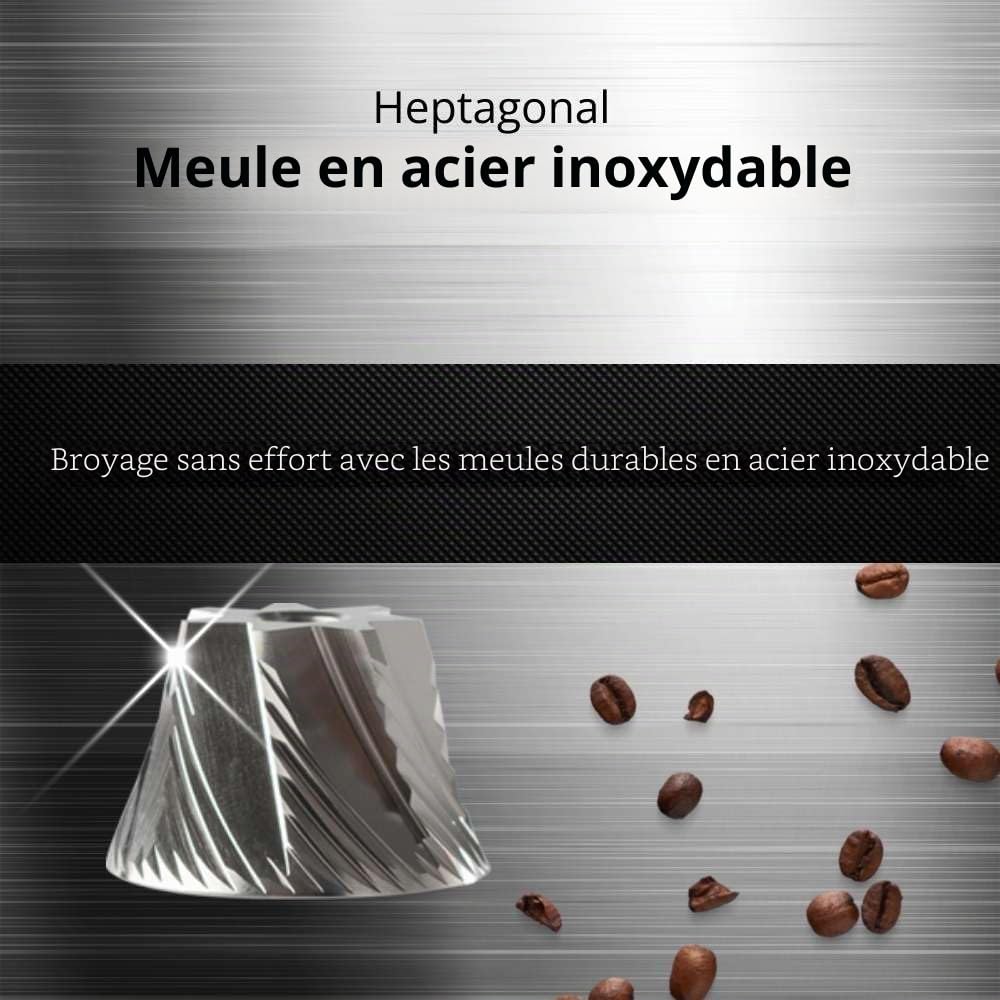 Moulin à Café Manuel 1Zpresso Q Heptagonal Version Format Voyage Adapté à la ventouse,Assemblage avec Meule Conique en Acier Inoxydable,Réglage et Ajustement Interne à Chiffres