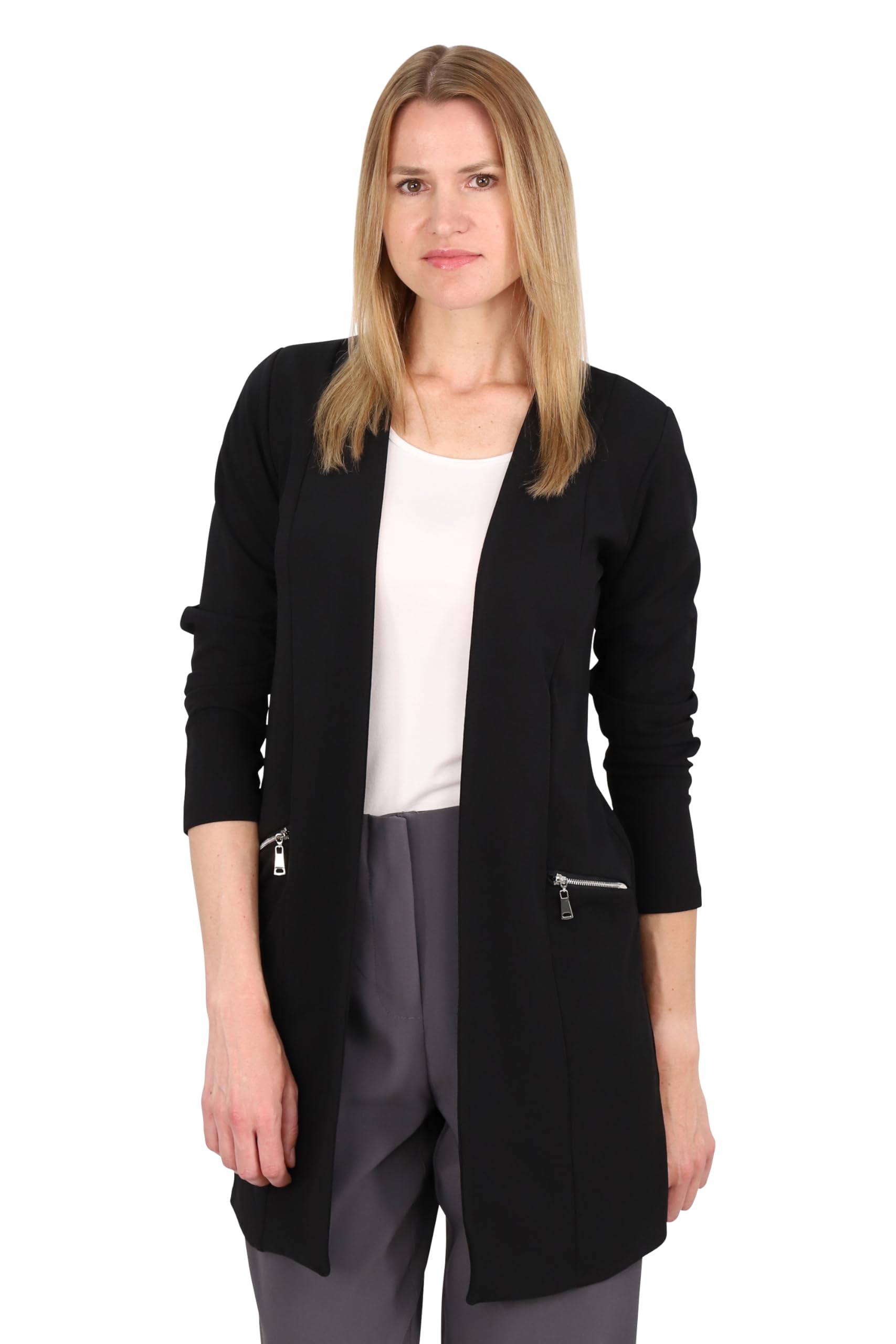 Malito - Damen Langarm Casual Blazer - offener eleganter Stretch-Blazer - weich & figurumspielend - Business Longblazer 6041