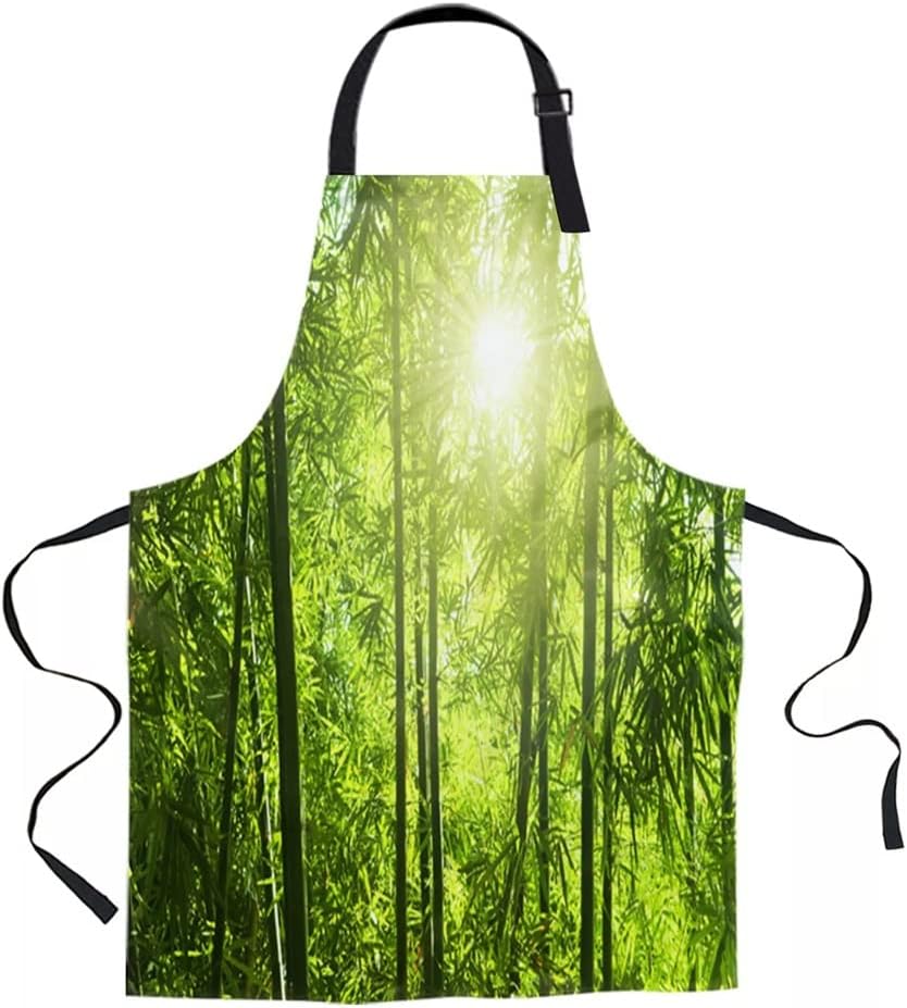 Green Sun Plant Apron Woman Adult Bibs Home Cooking Baking Coffee Shop Cleaning Canvas Aprons Kitchen Accessory