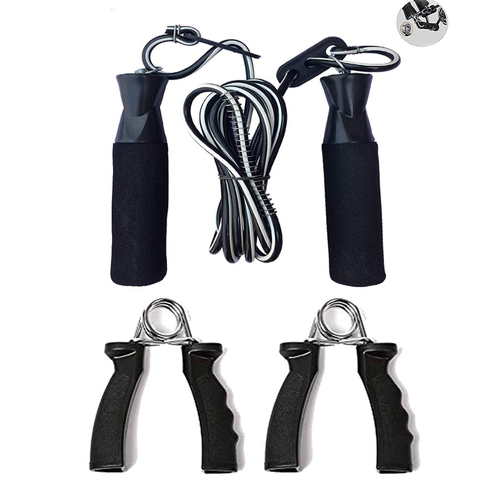 CF Sports Leopro Adjustable Skipping Rope Black with Bearing and Hand Gripper Combo Pack for Men, Women, Weight Loss, Kids, Girls, Children, Adult - Best in Fitness, Sports, Exercise, Workout (B08FHSBR6W) Amazon Price History, Amazon Price Tracker