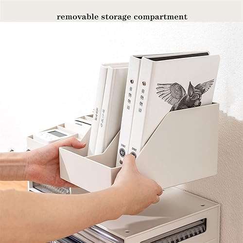 Miniatura 5 de KIZQYN Estante de archivos apilable organizador de escritorio 5 niveles con cajones para oficina escuela dormitorio sala de actividades organizador