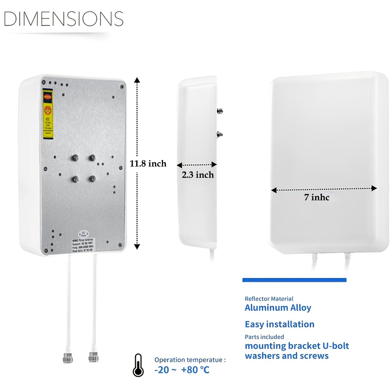 Antenna a pannello direzionale per esterni 5G/4G/LTE/WiFi/2x2 MIMO per router 4G LTE 5G Verizon AT & T Sprint T-Mobile Home Internet con cavo TS9 SMA J-Mount Pole (kit completo)