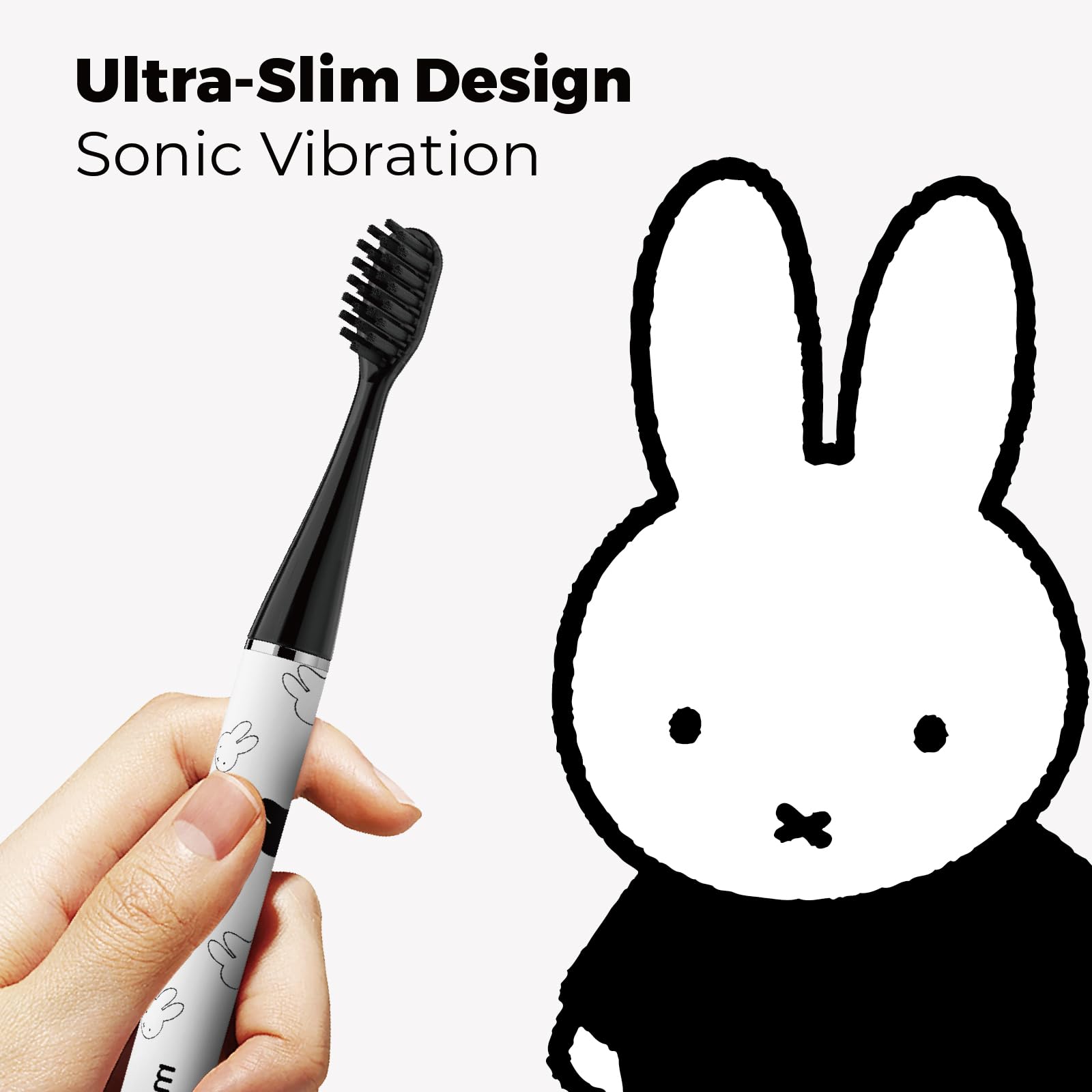 Miffy MIPOW Brush GO i4 Set combinato di spazzolino elettrico e mini idropulsore, spazzolino sonico sottile ricaricabile con custodia da viaggio e dock in ceramica, kit per l'igiene orale da viaggio
