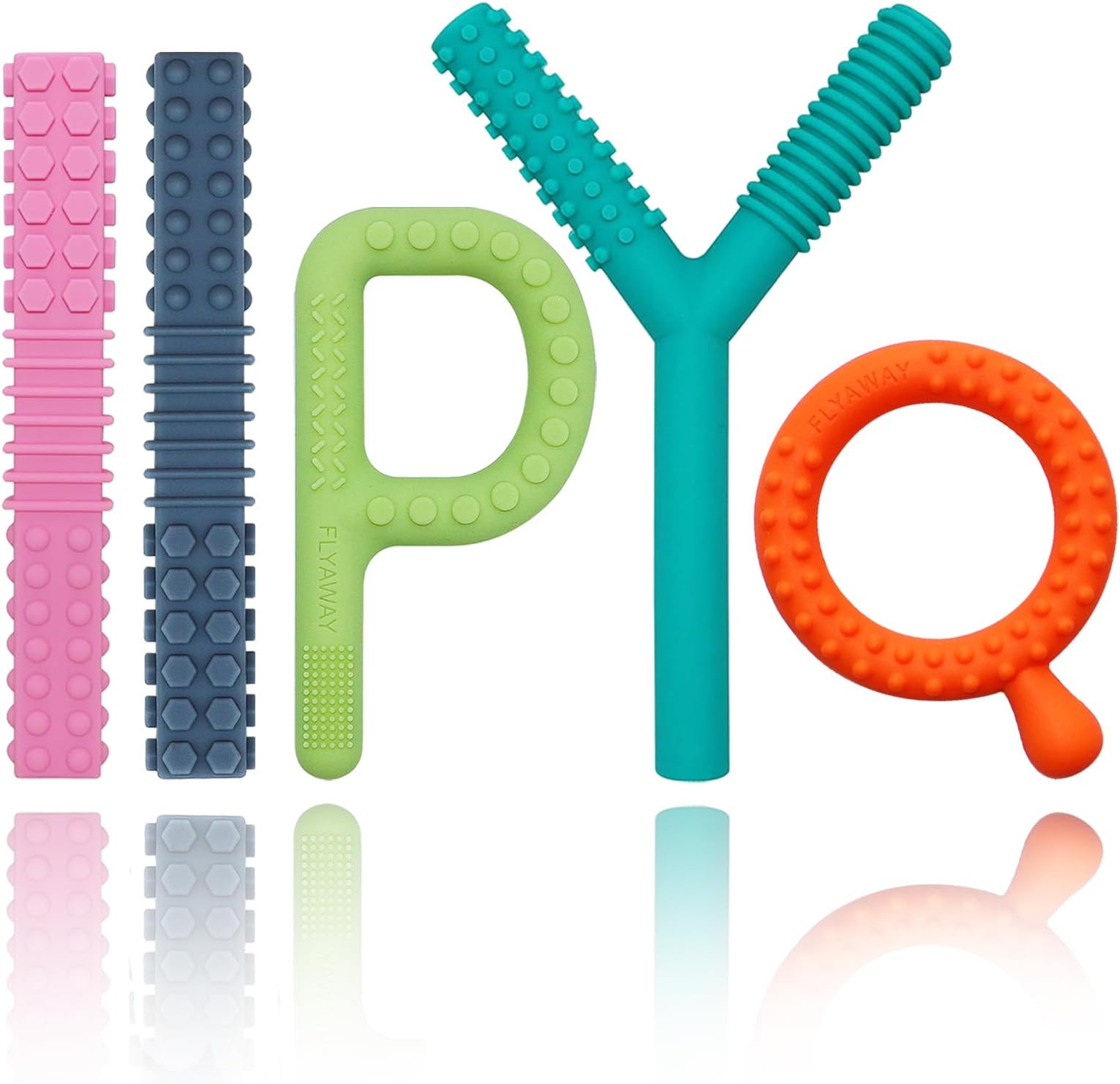 Sensory Toys for Kids with Autism, Silicone Baby Teething Toys 5 Pack Autism Toys for ADHD, Anxiety, SPD Chewing Biting Fidgeting, Teething Relief Tubes for Babies - BPA Free