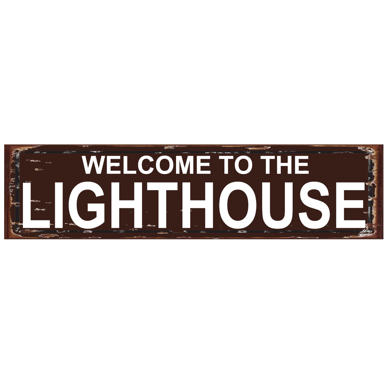 Welcome To The Lighthouse Sign – Nautical Coastal Metal Decor for Beach House – Ocean Cottage Wall Art – Rustic 16 x 4 Inch