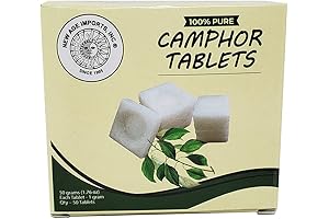 New Age Imports Camphor Tablets (50 Grams), Premium-Quality Refined Camphor Blocks, 100%...