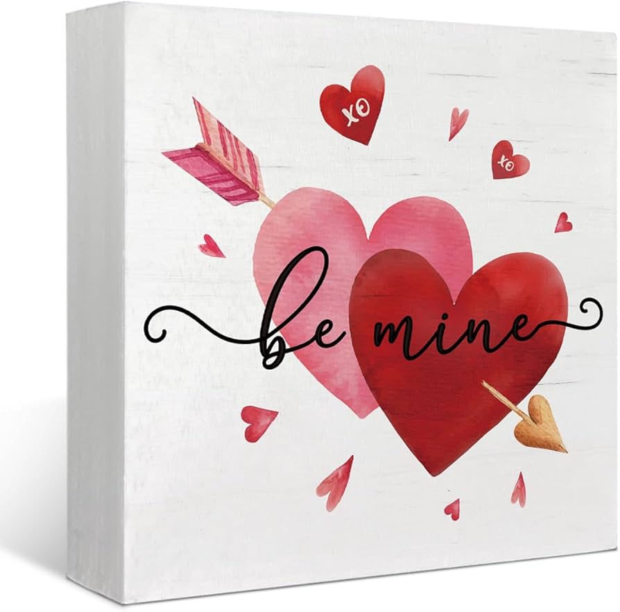 Amazon.com: Mtrgdn Valentines Day Decor Wood Box Sign,Be Mine Romantic Heart Valentines Gifts Wooden Box Sign Block Plaque for Wedding Anniversary Home Office Coffee Bar Shelf Desk Indoor Decor 5x5 Inch : Home & Kitchen