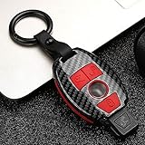 ontto Key Fob Cover for Mercedes-Benz 2/3 Button Carbon Fiber Texture Key Shell and Keyring 360...