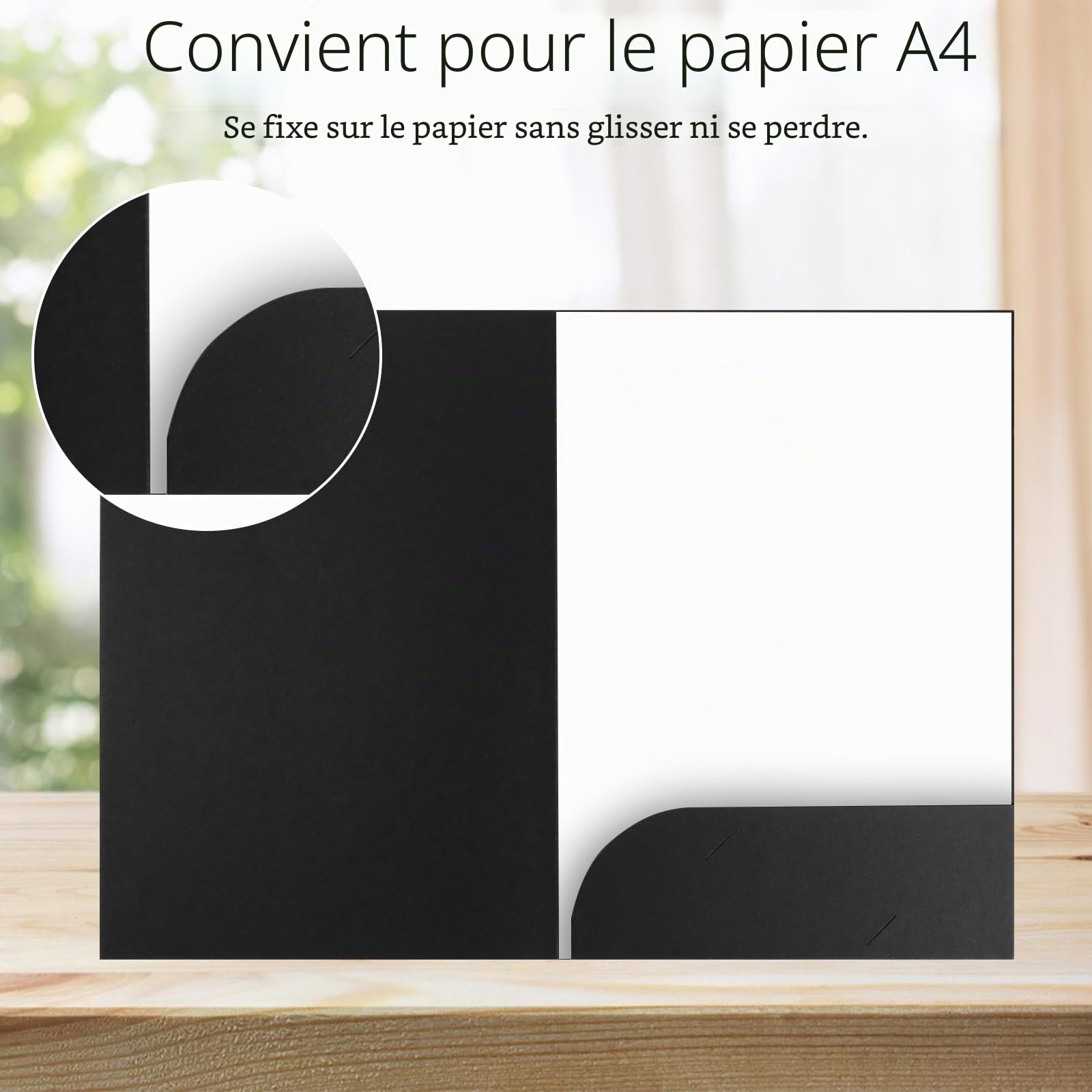 CYEER Lot de 20 Chemises de Présentation A4 en Papier Kraft Noir, Pochette à Rabats avec Fente pour Carte de Visite, Porte-Documents Professionnel pour Bureau, Séminaires, Études et Entretiens