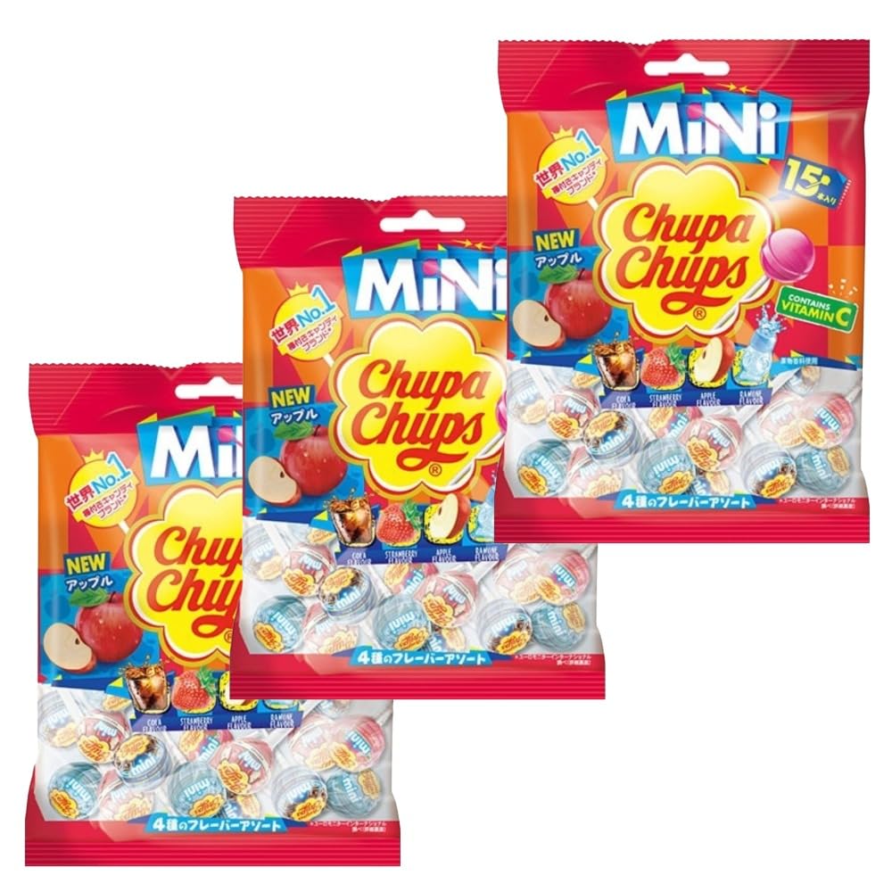 【3袋セット】チュッパチャプス ミニ アソートバック15本 お菓子 プレゼント 小分け 旅行 子供会 景品 配布 イベント 友達 シェア