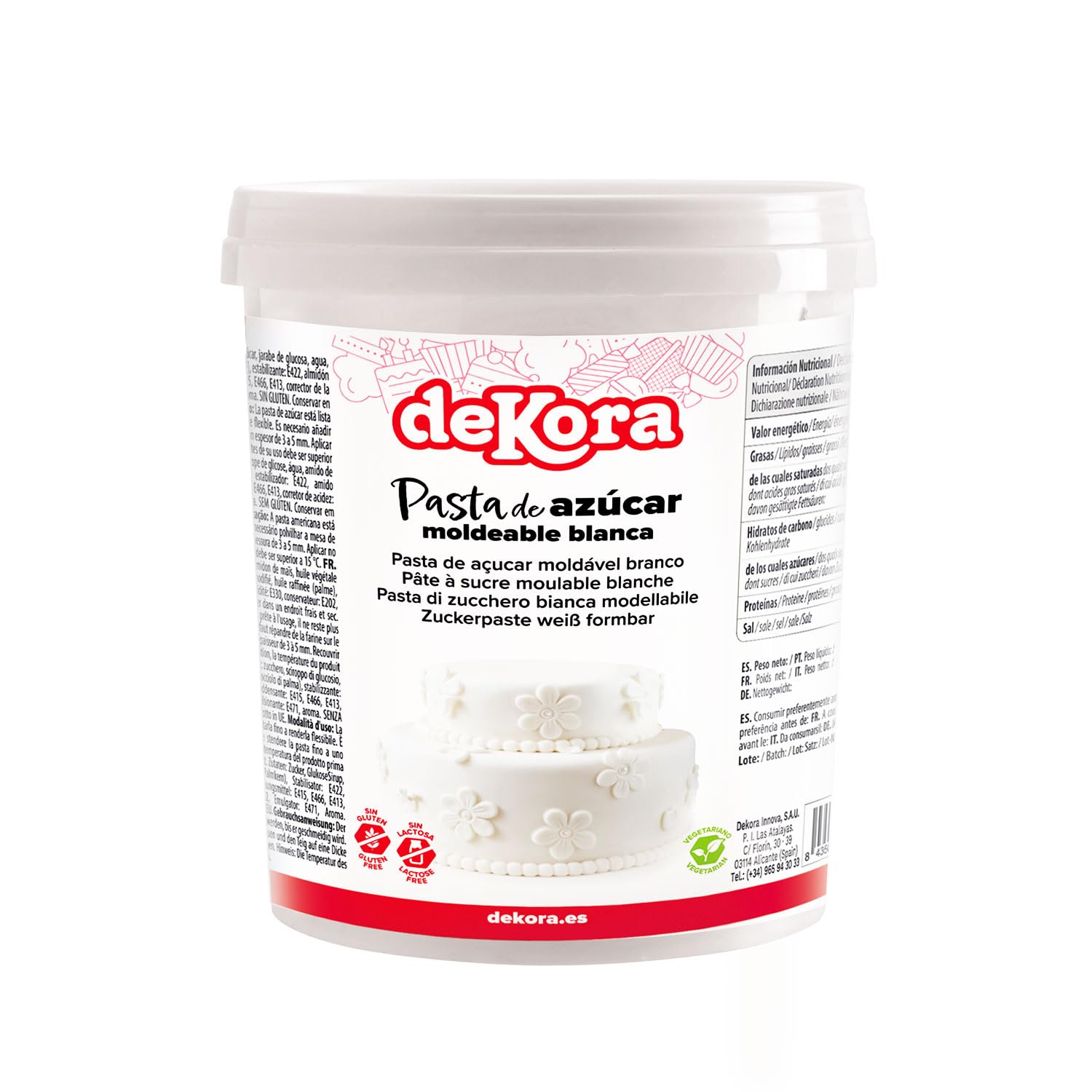 Dekora Cobertura para Tartas de Pasta de Modelar Fondant 1 kg