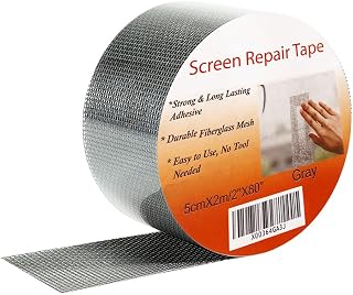 WZIRCN Window Screen Repair Tape Screen Door Repair Kit Gray 3-Layer Strong Adhesive Tape Patches Fiberglass Mesh Instantly Fix Holes (2''X118'')