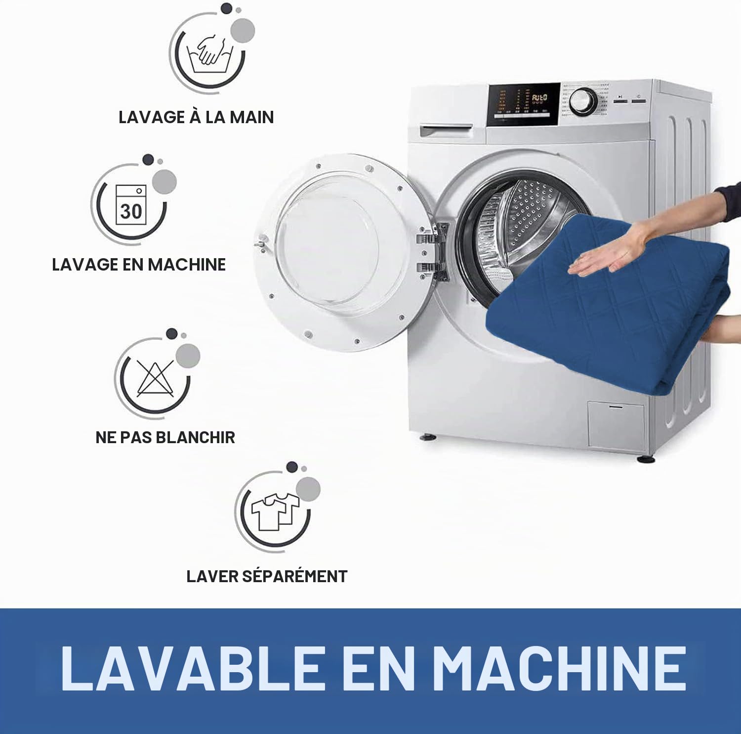 Housses de Fauteuil inclinable, Couverture Protecteur Canapé 1 Place Doux et Confortable, Housse de canapé inclinable, Protecteur de Fauteuil inclinable Lavable à la Maison (Bleu Foncé, L)