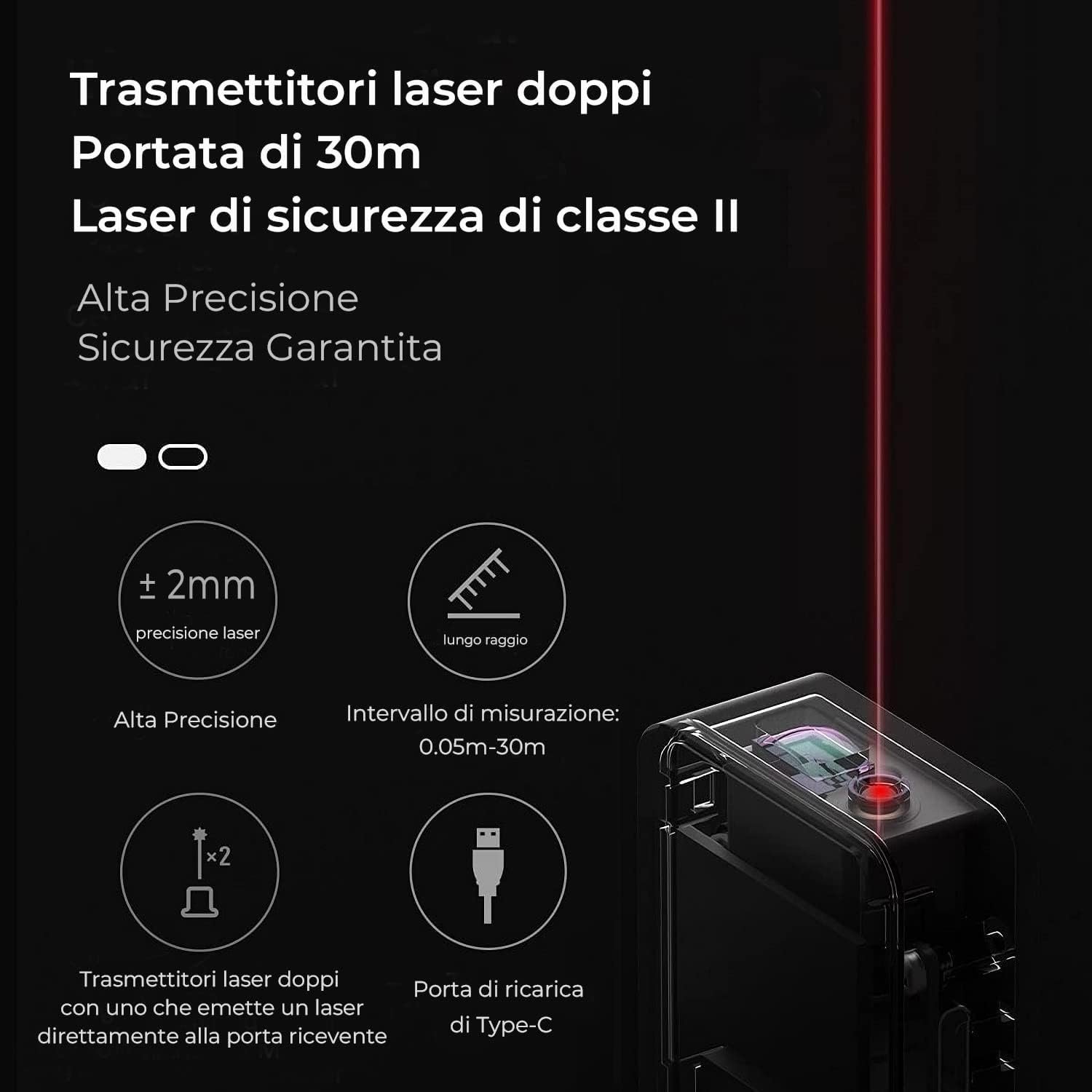 HOTO 40 Pezzi Cassetta Attrezzi Completa e Metro Laser con 30m,